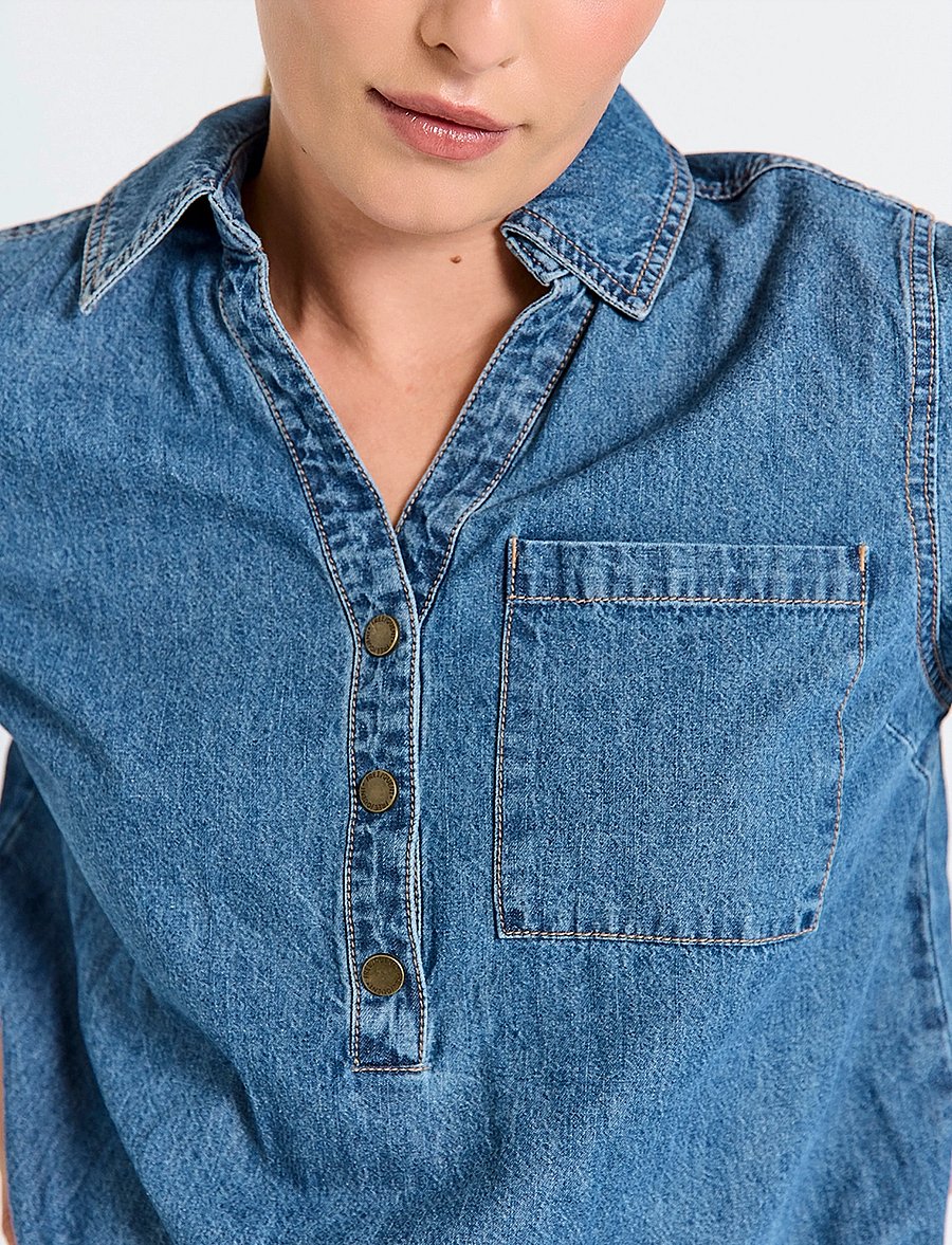 FREE/QUENT - FQLISEA-BLOUSE - jeanshemden - medium blue denim - 3