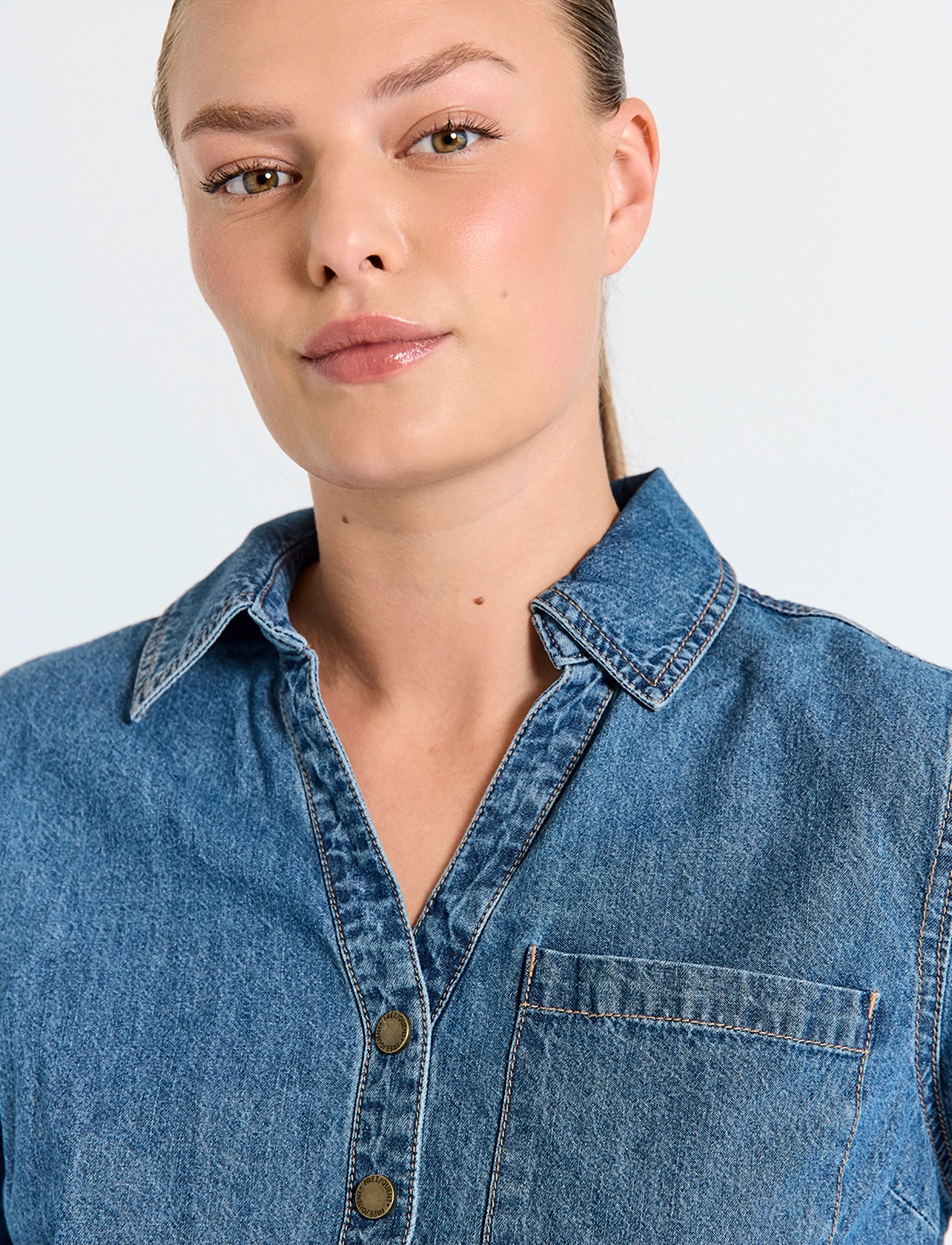 FREE/QUENT - Blouse from Freequent - džinsa krekli - medium blue denim - 4
