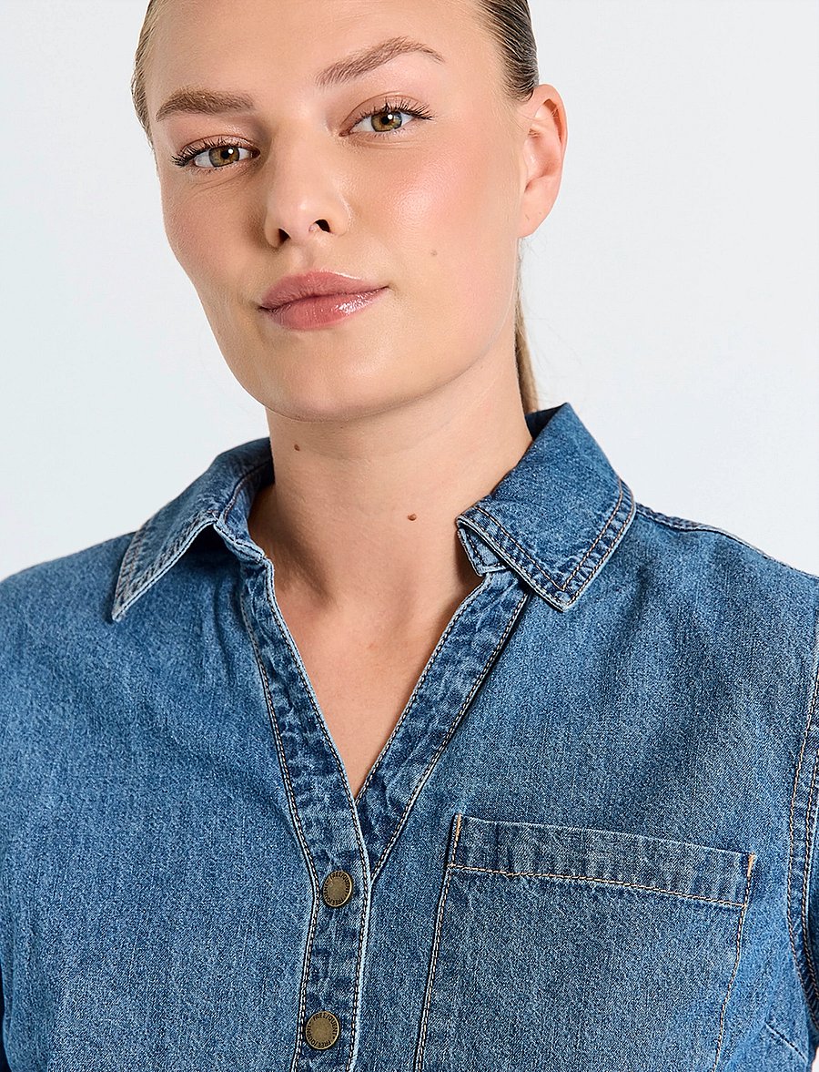 FREE/QUENT - FQLISEA-BLOUSE - jeanshemden - medium blue denim - 4