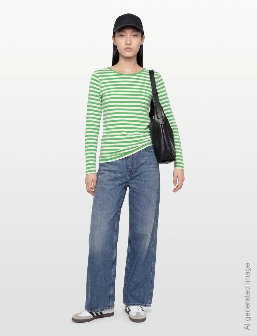 FREE/QUENT - FQLIANA-TEE - langærmede toppe - bright green w. star off-white - 0