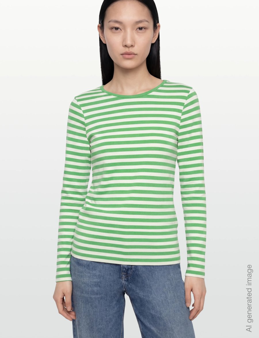 FREE/QUENT - FQLIANA-TEE - langærmede toppe - bright green w. star off-white - 3