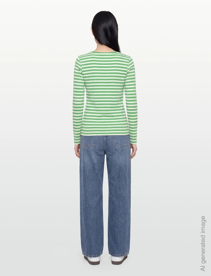 FREE/QUENT - FQLIANA-TEE - langærmede toppe - bright green w. star off-white - 4