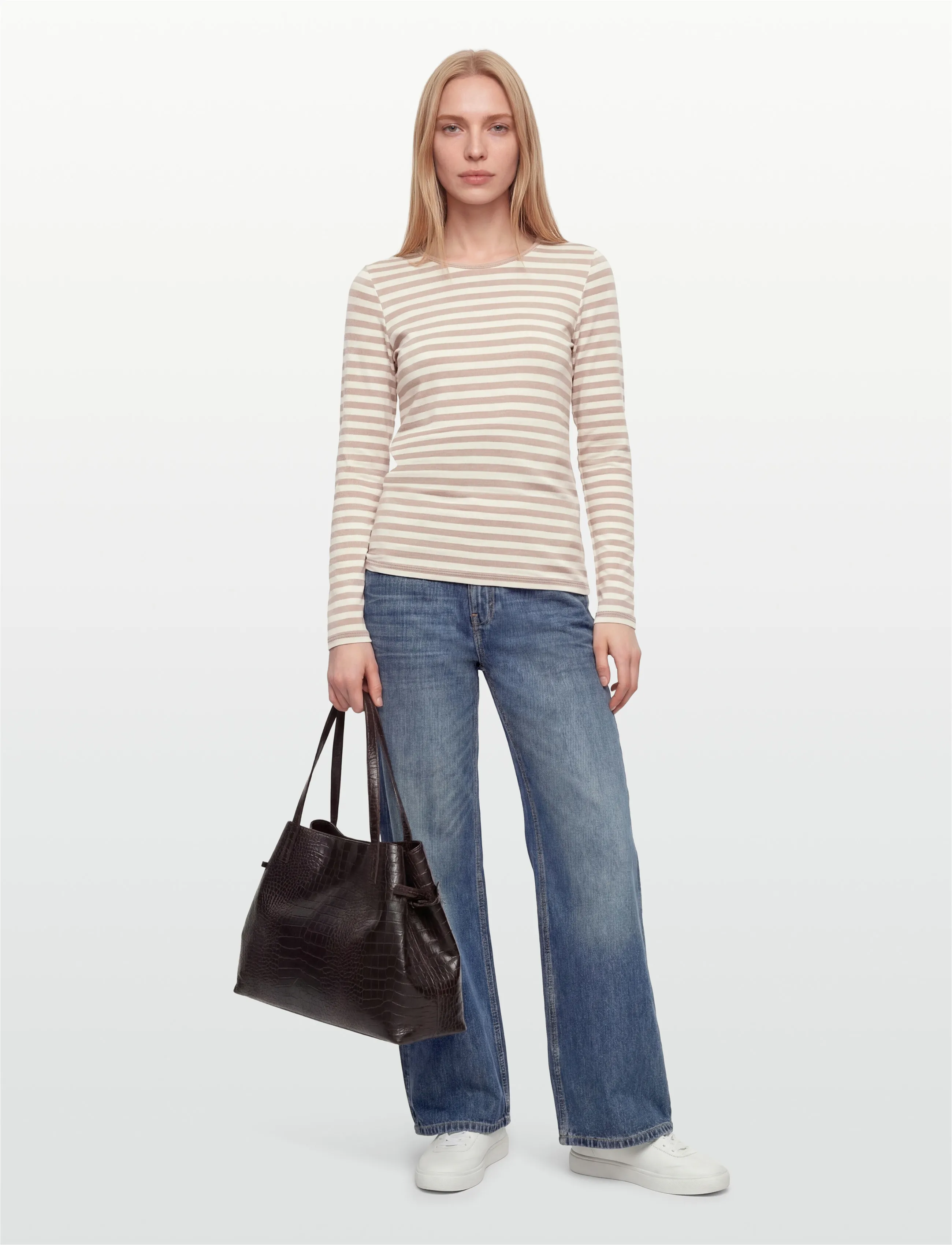 FREE/QUENT Fqliana-Tee, XL, Beige, T-Shirts & Toppe > Langærmede, Dame