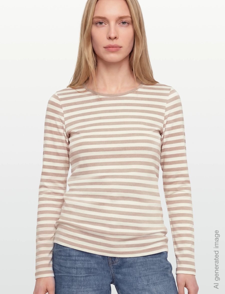 FREE/QUENT - FQLIANA-TEE - pikkade varrukatega topid - simply taupe w. star off-white - 3