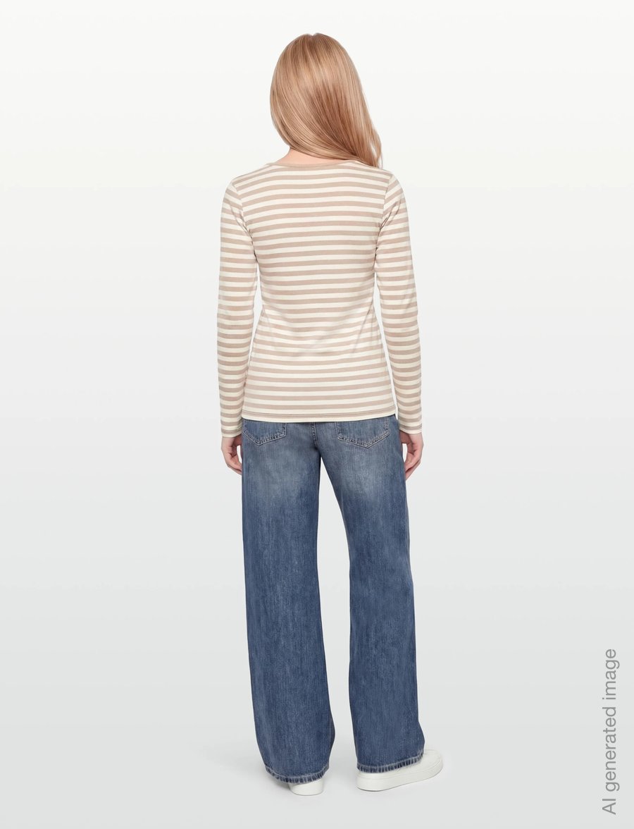 FREE/QUENT - FQLIANA-TEE - pikkade varrukatega topid - simply taupe w. star off-white - 4