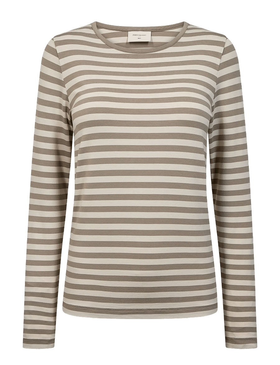 FREE/QUENT - FQLIANA-TEE - långärmade toppar - desert taupe w. moonbeam - 0