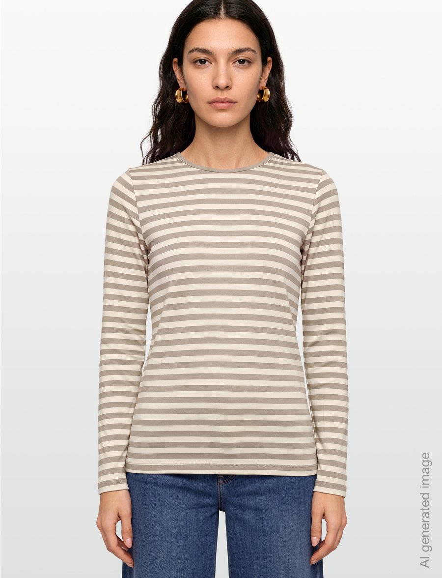 FREE/QUENT - FQLIANA-TEE - pikkade varrukatega topid - desert taupe w. moonbeam - 3
