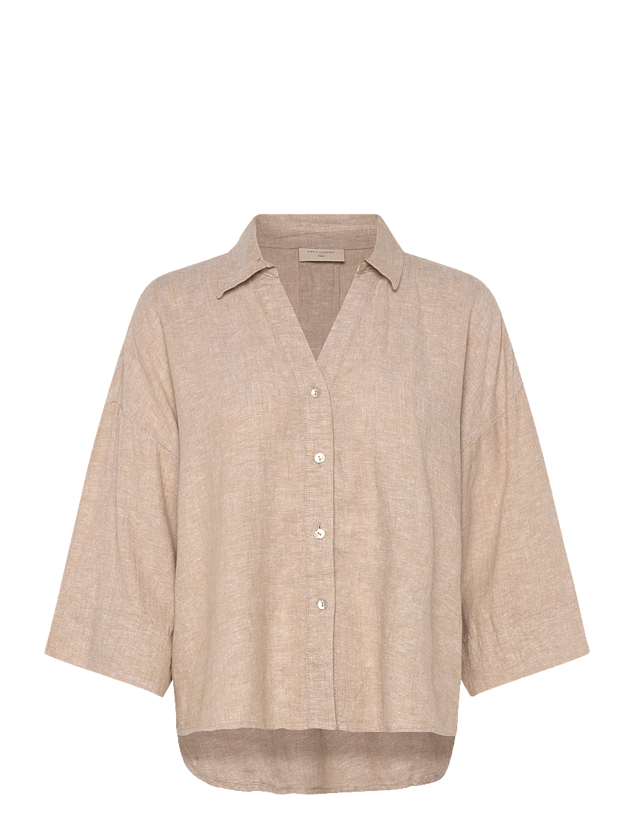 FREE/QUENT - FQLAVA-SHIRT - hørskjorter - sand melange - 0