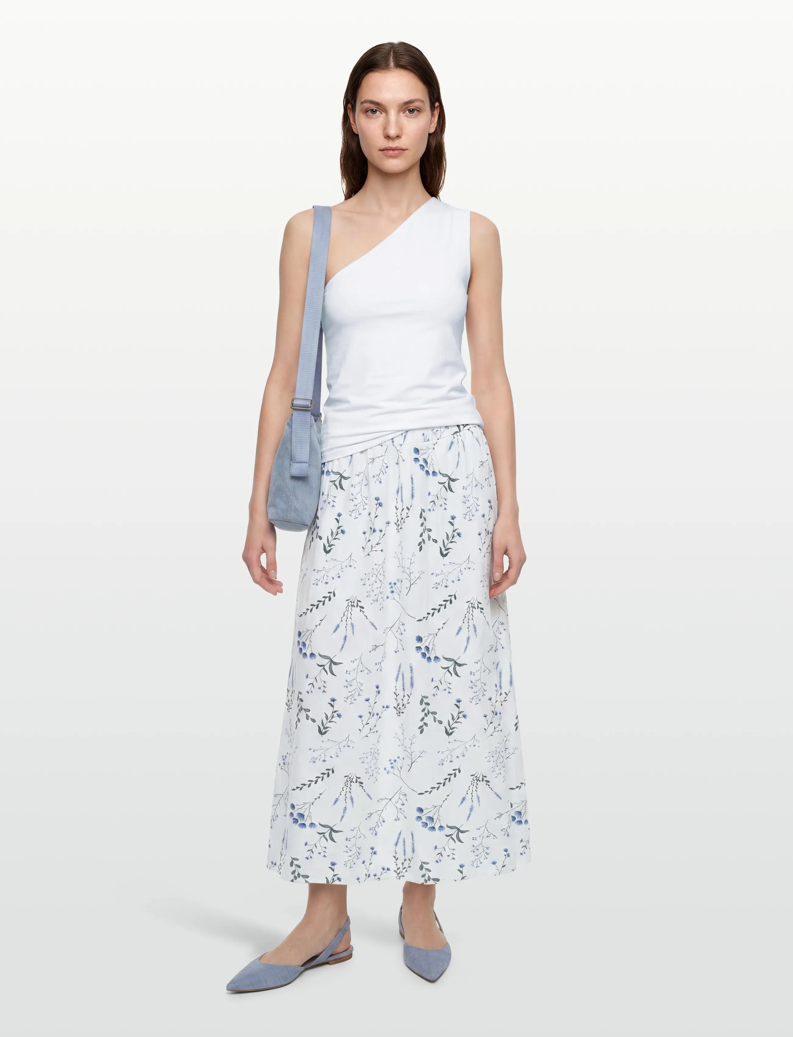 FREE/QUENT - FQLALUNA-SKIRT - maksiseelikud - brilliant white w. blue bell - 0