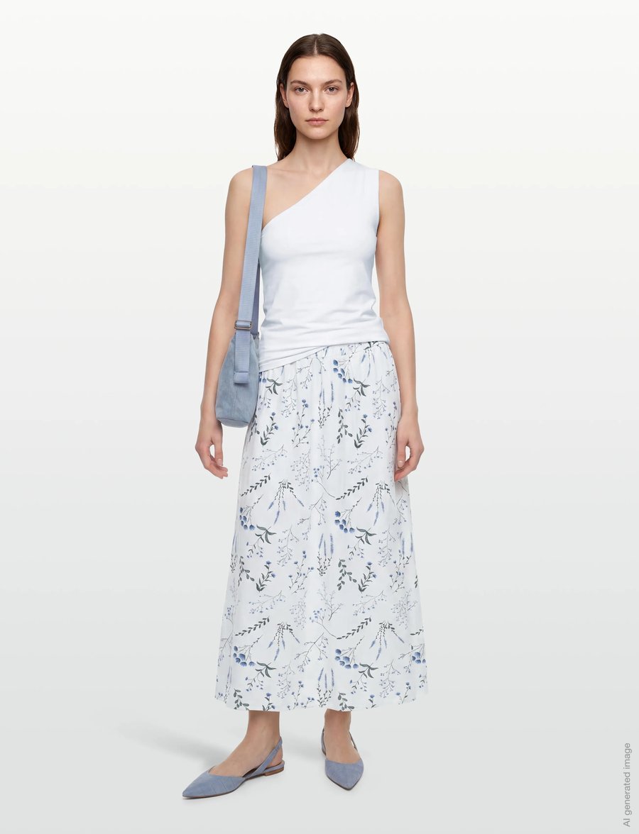 FREE/QUENT - FQLALUNA-SKIRT - maxi röcke - brilliant white w. blue bell - 0