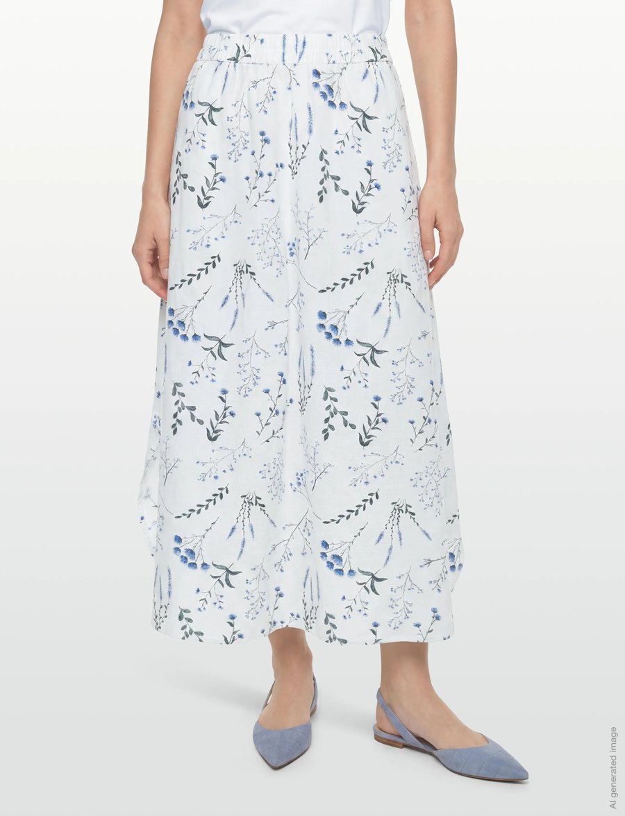 FREE/QUENT - FQLALUNA-SKIRT - maxi röcke - brilliant white w. blue bell - 3