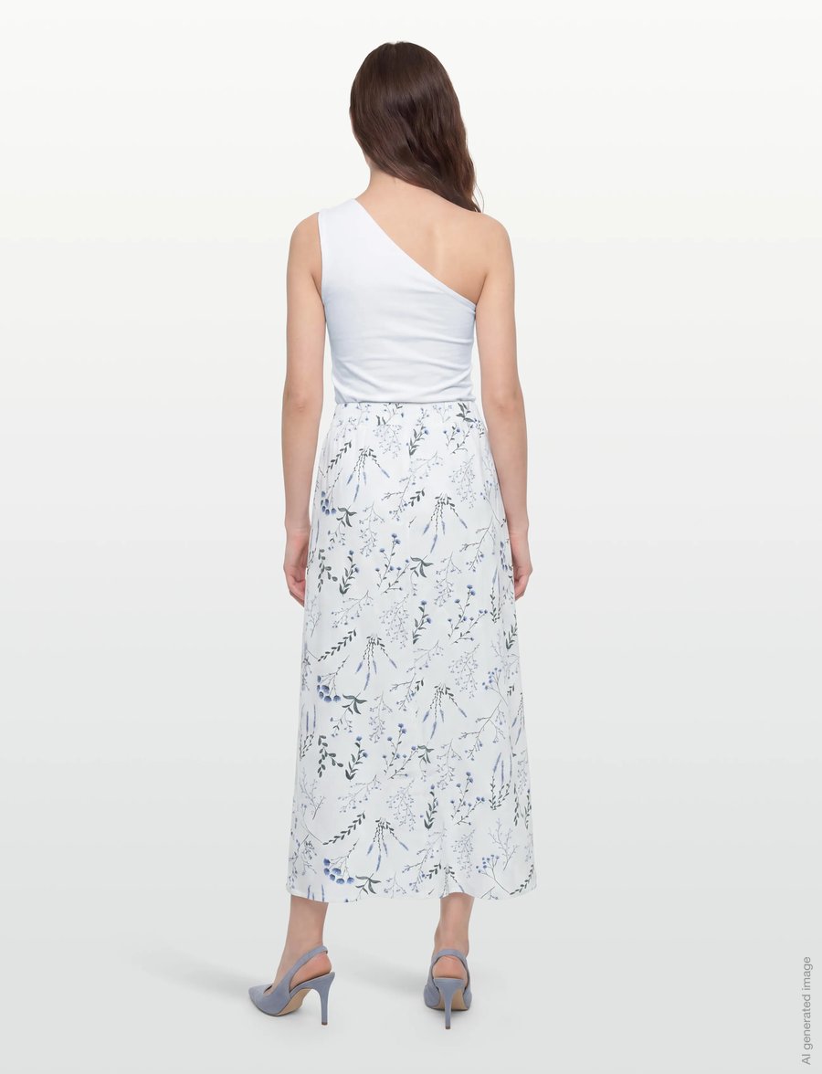 FREE/QUENT - FQLALUNA-SKIRT - maxi röcke - brilliant white w. blue bell - 4