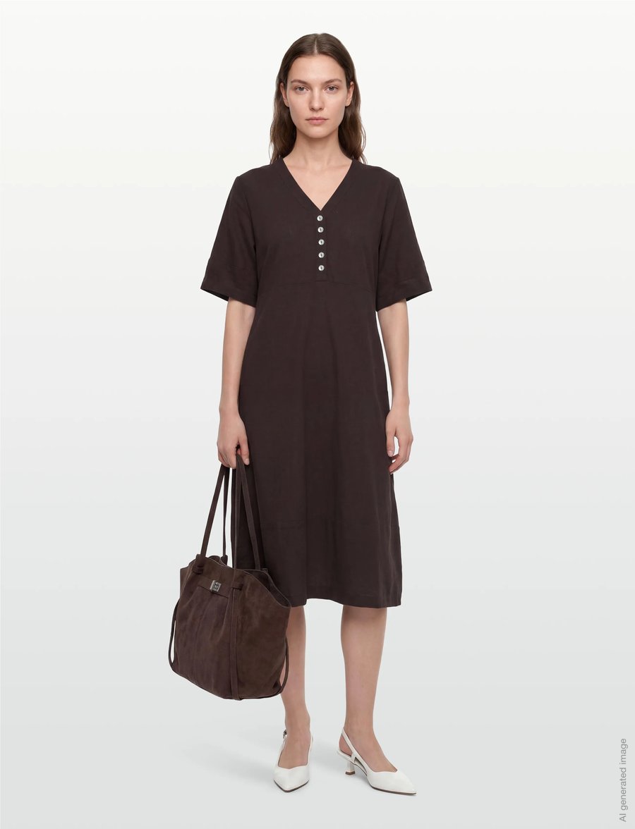 FREE/QUENT - FQLAVA-DRESS - midikleider - coffee bean - 0