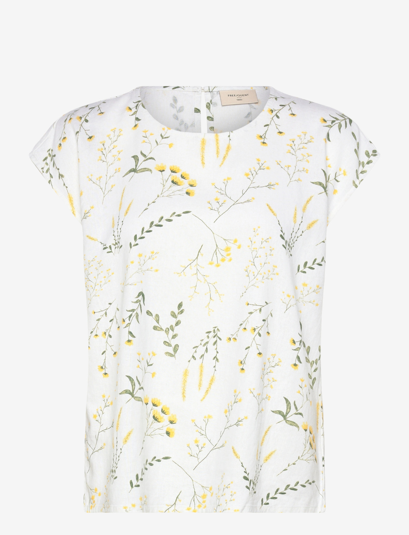 FREE/QUENT - FQLALUNA-BLOUSE - kortærmede bluser - brilliant white w. golden haze - 1