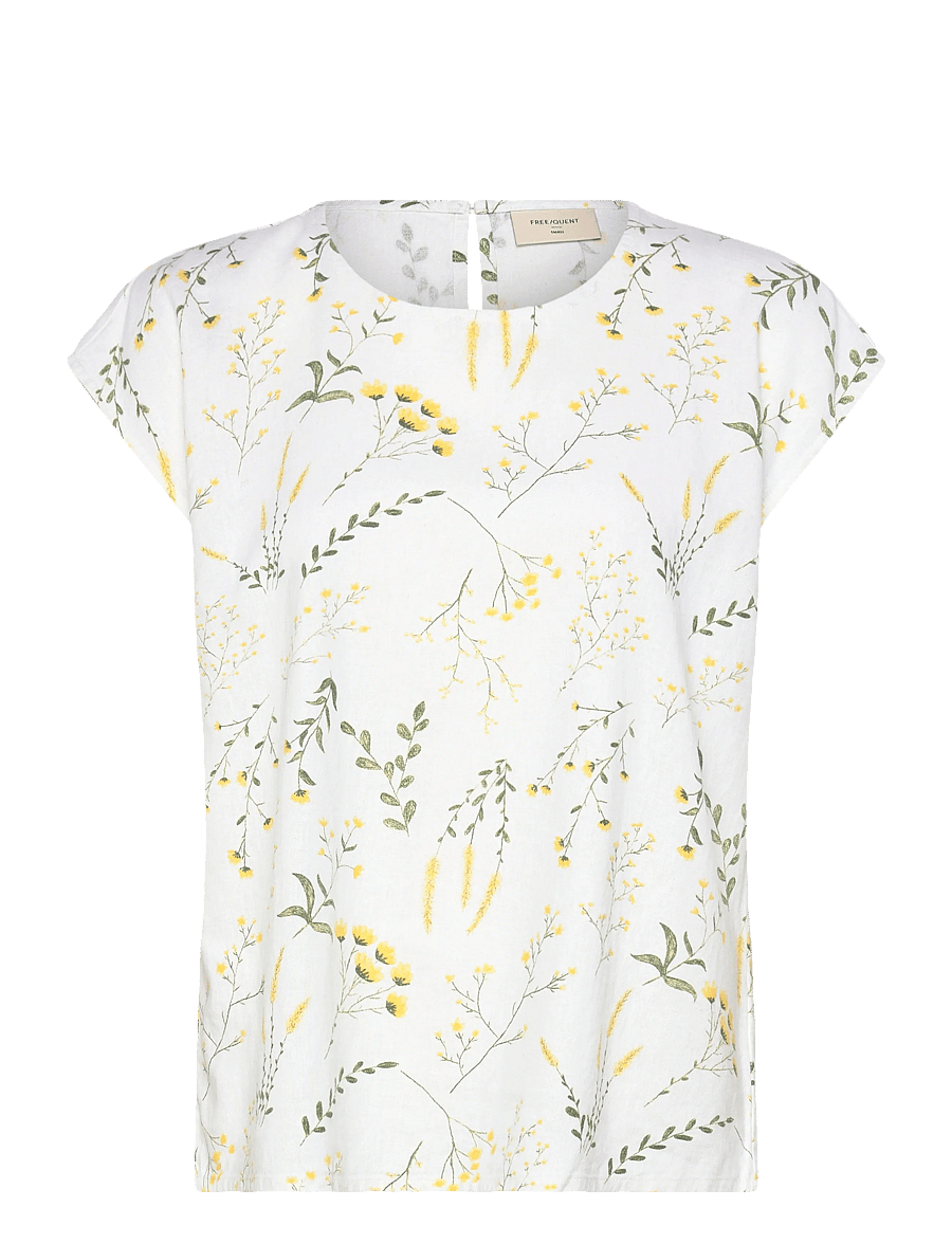 FREE/QUENT - FQLALUNA-BLOUSE - blouses à manches courtes - brilliant white w. golden haze - 1