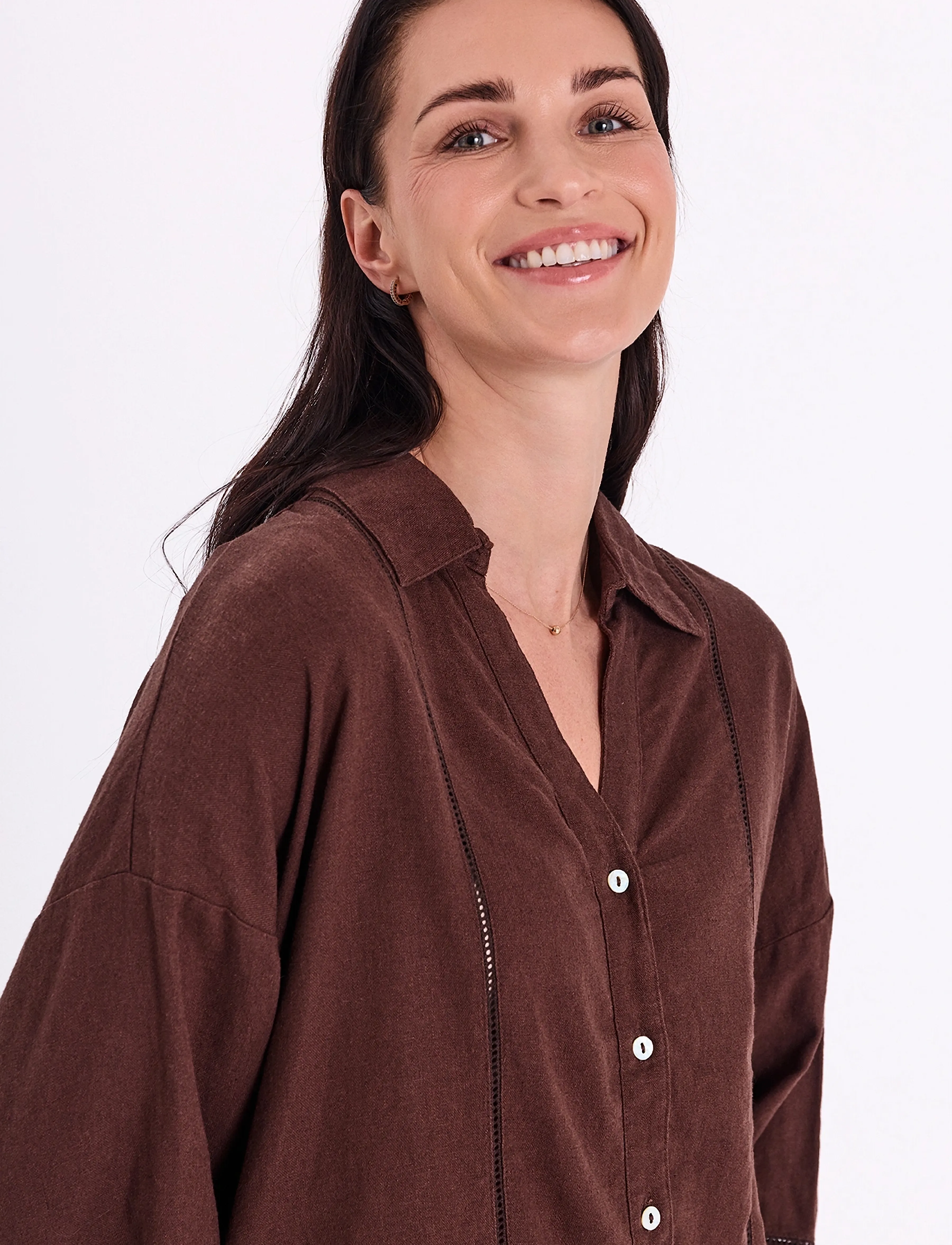 FREE/QUENT - FQLALUNA-SHIRT - linen shirts - coffee bean - 5