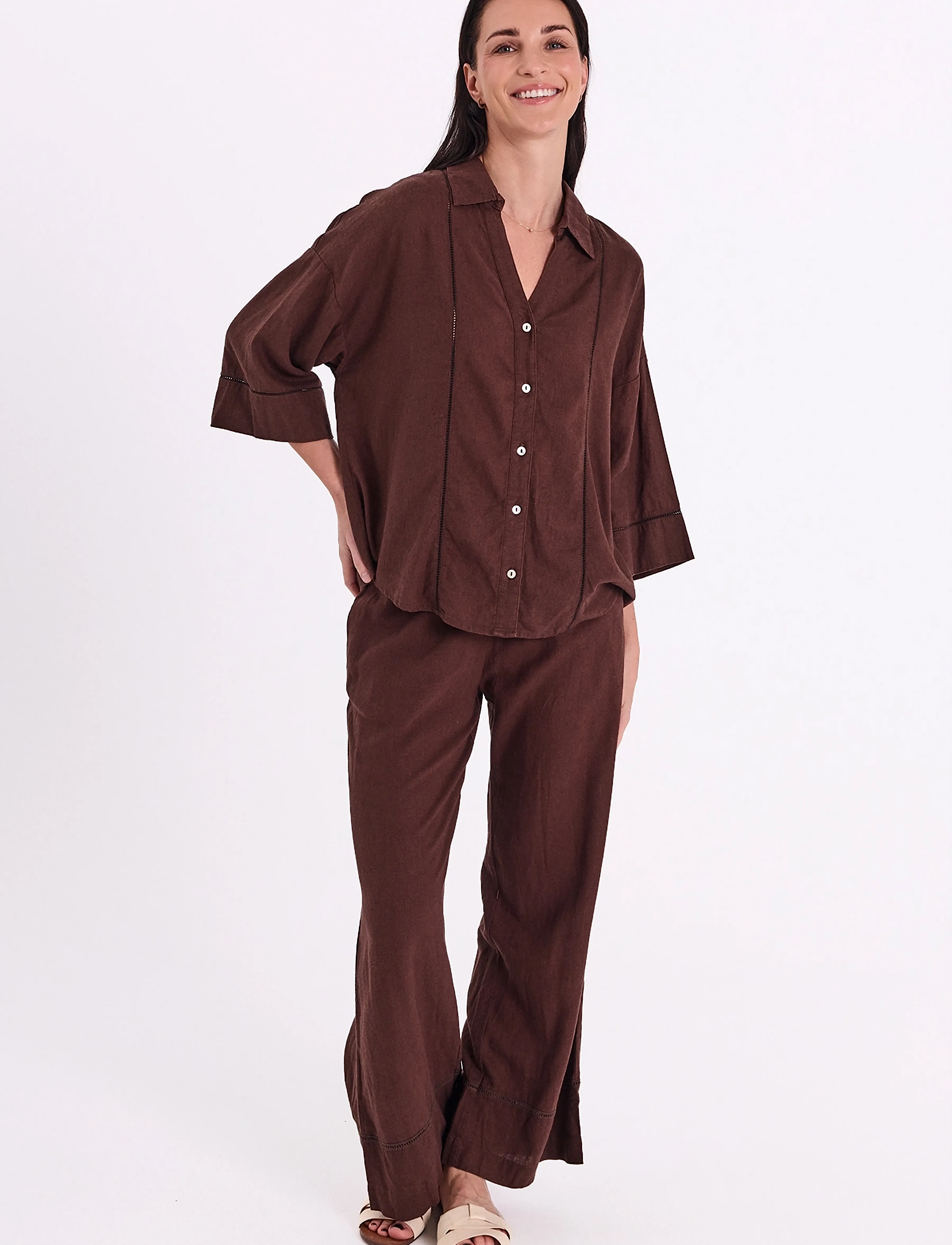 FREE/QUENT FQLALUNA-PANTS - Bukser - COFFEE BEAN / brown