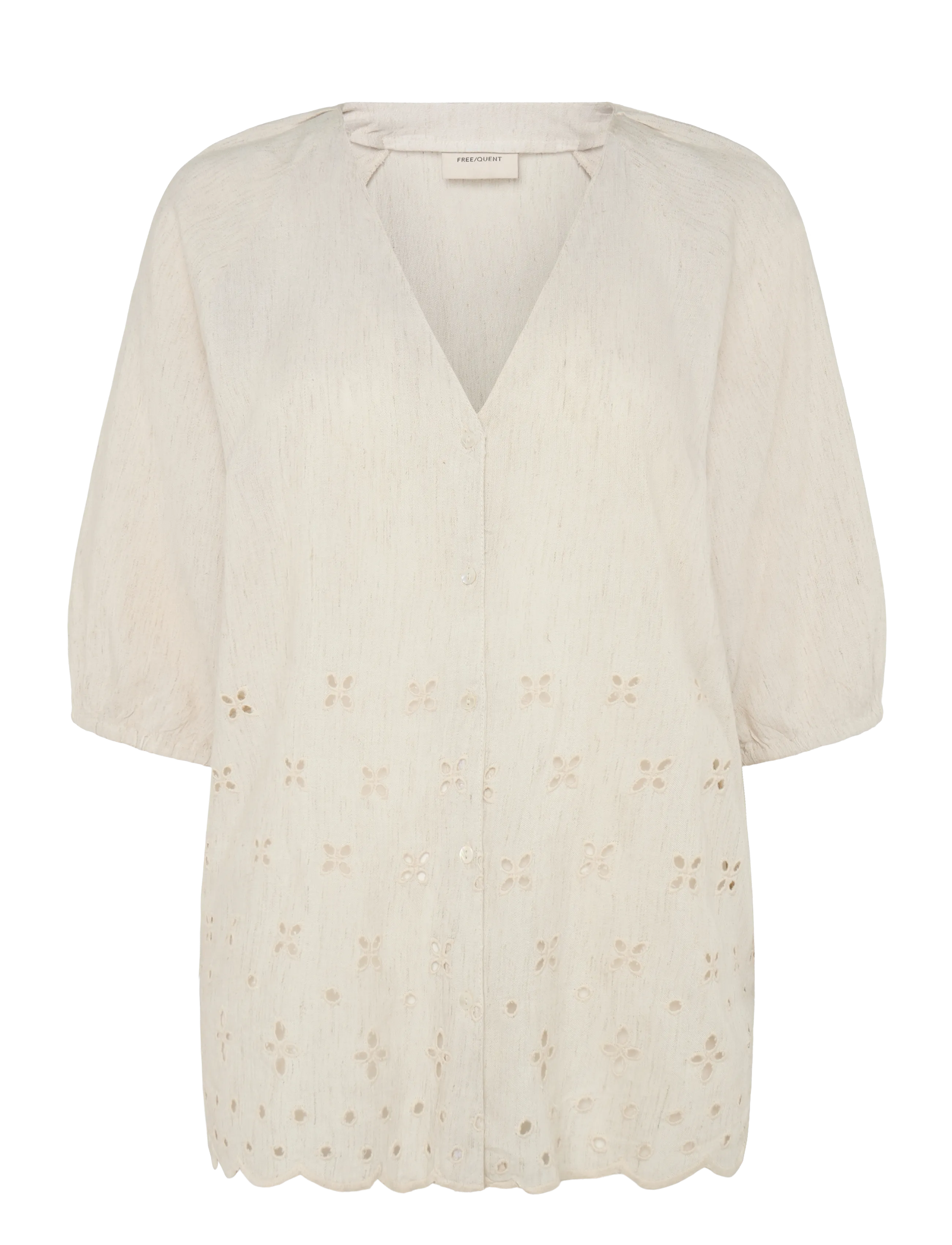 FREE/QUENT FQLINUS-BLOUSE - Riided - MOONBEAM MELANGE / cream