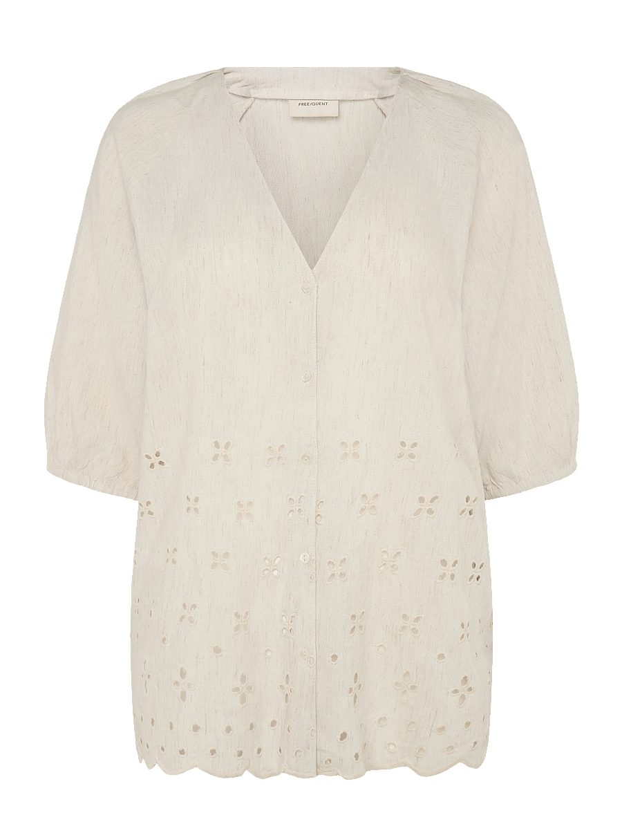 FREE/QUENT - FQLINUS-BLOUSE - kurzärmelige blusen - moonbeam melange - 1