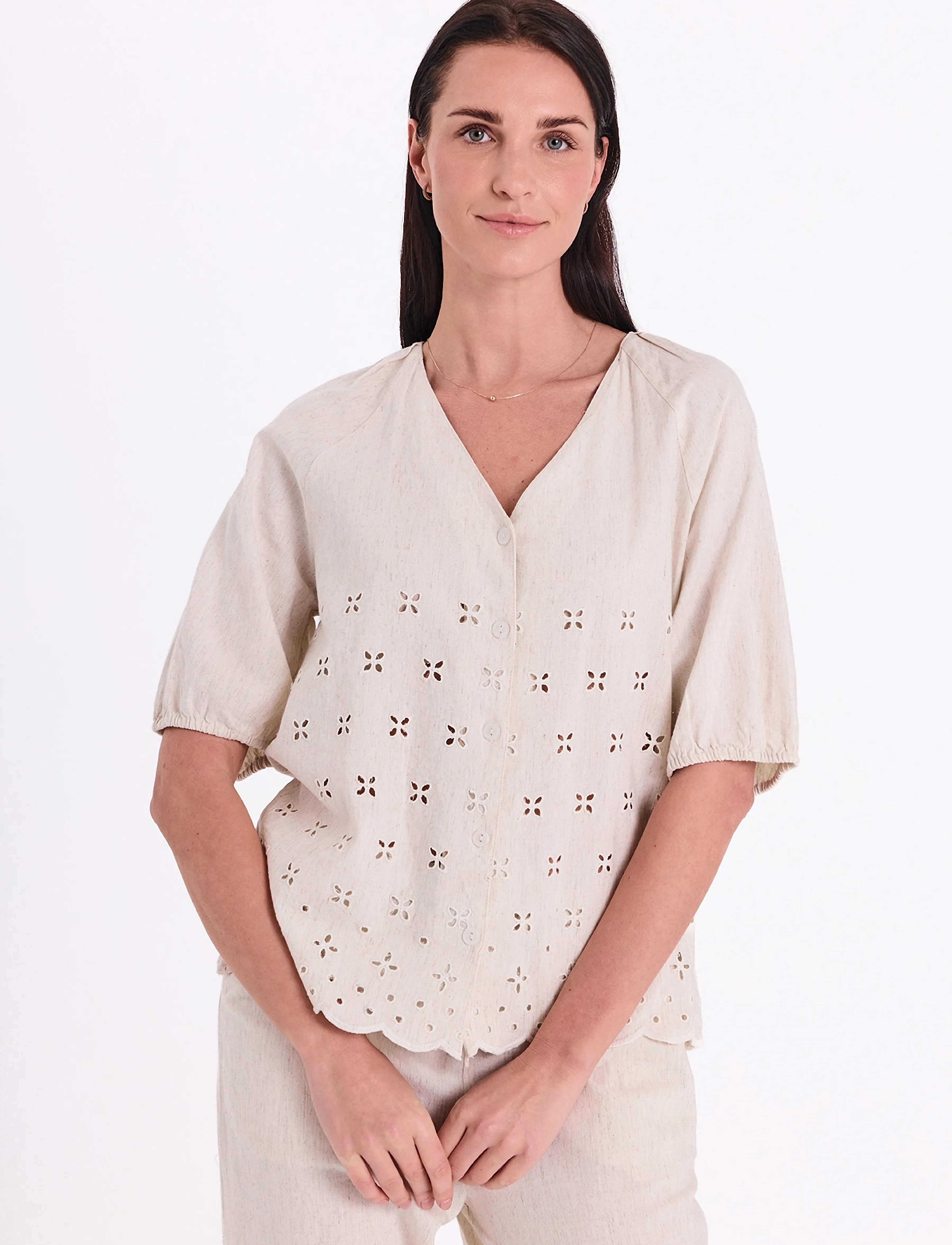 FREE/QUENT FQLINUS-BLOUSE - Blusen & Hemden - MOONBEAM MELANGE / cream