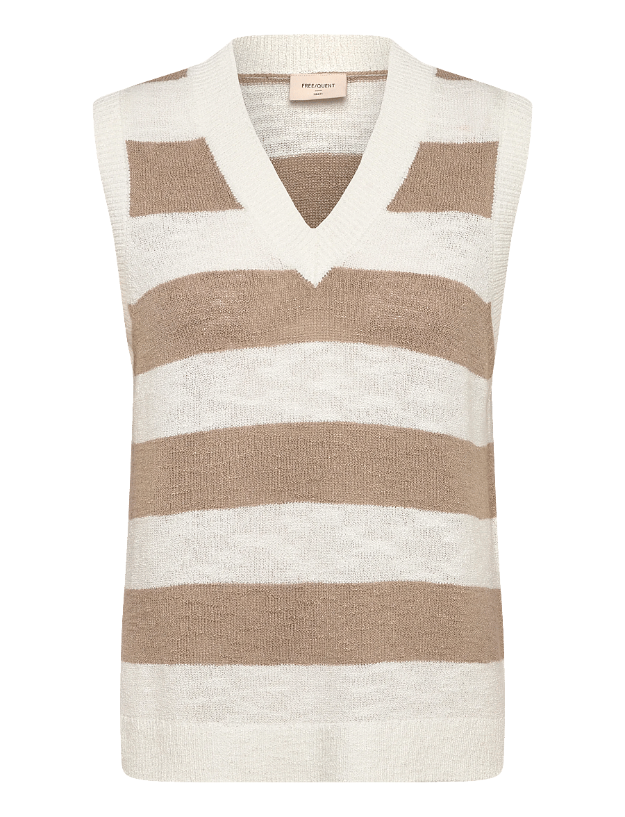FREE/QUENT - FQVICKI-WAISTCOAT - strickwesten - brilliant white w. silver mink - 0