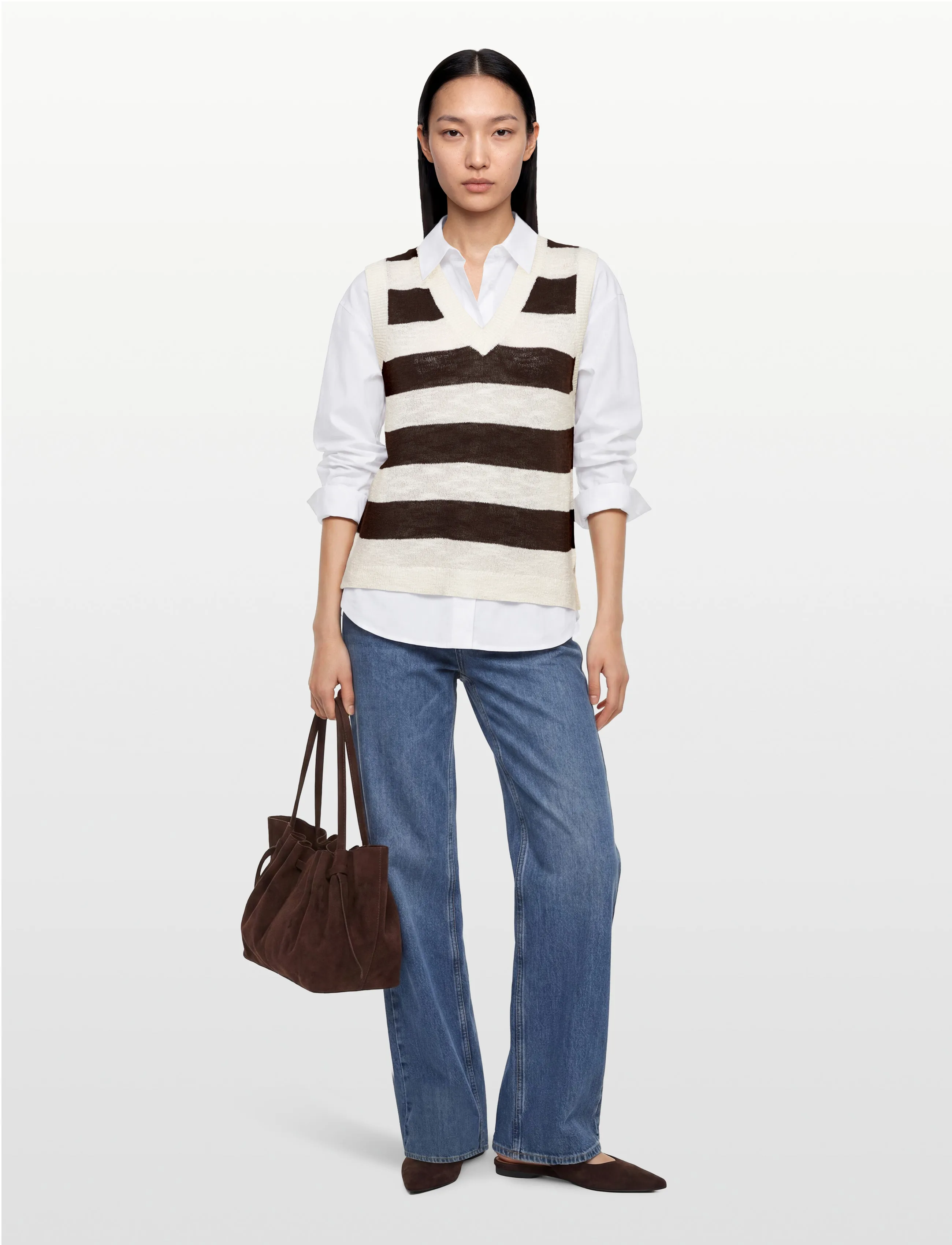 FREE/QUENT - FQVICKI-WAISTCOAT - laveste priser - brilliant white w. coffee bean - 0