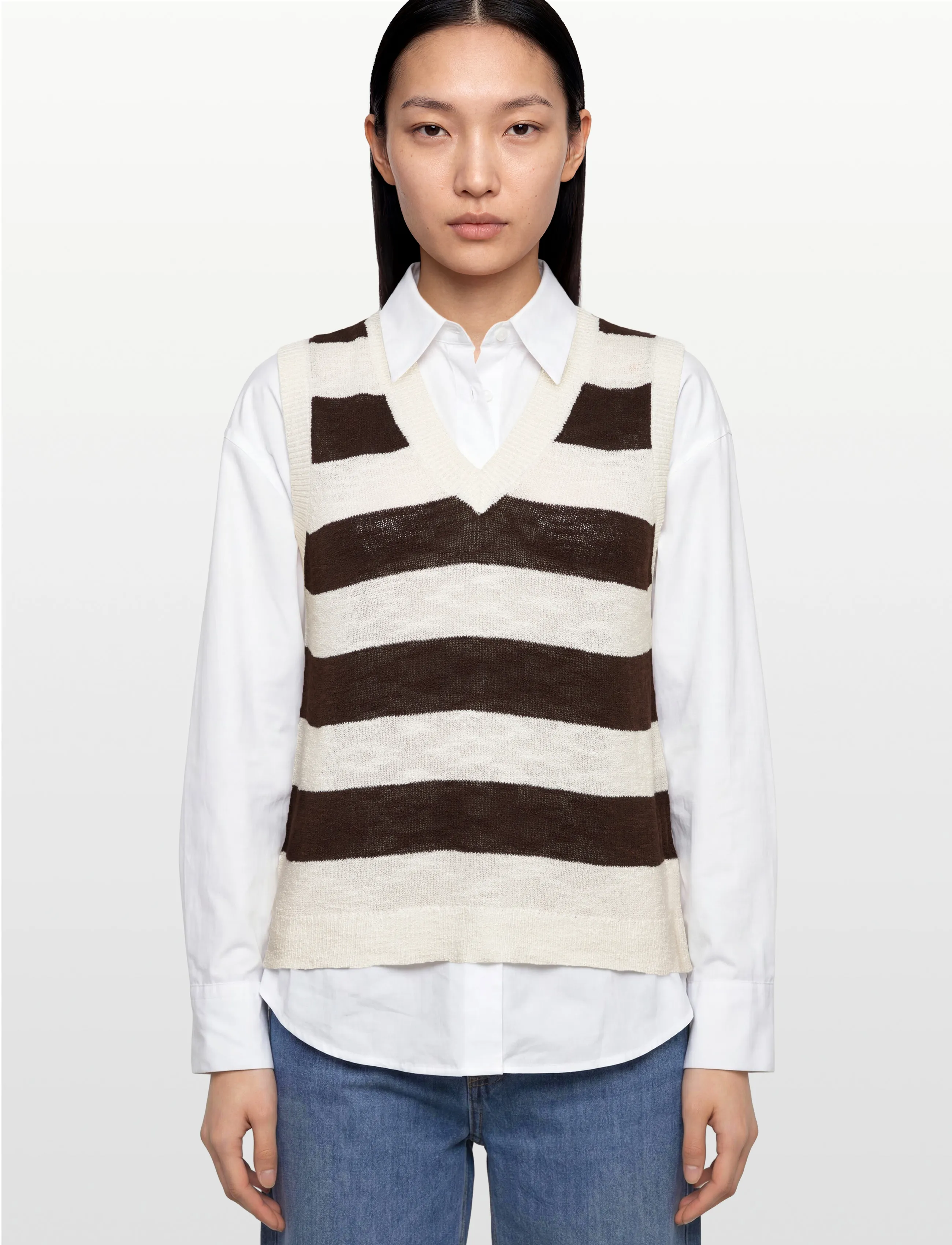 FREE/QUENT - FQVICKI-WAISTCOAT - laveste priser - brilliant white w. coffee bean - 3