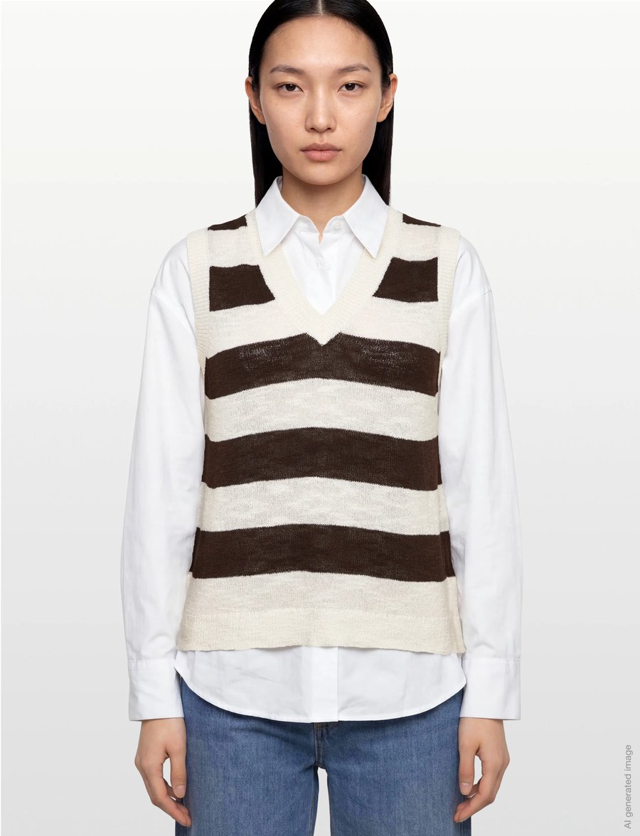 FREE/QUENT - FQVICKI-WAISTCOAT - strikveste - brilliant white w. coffee bean - 3