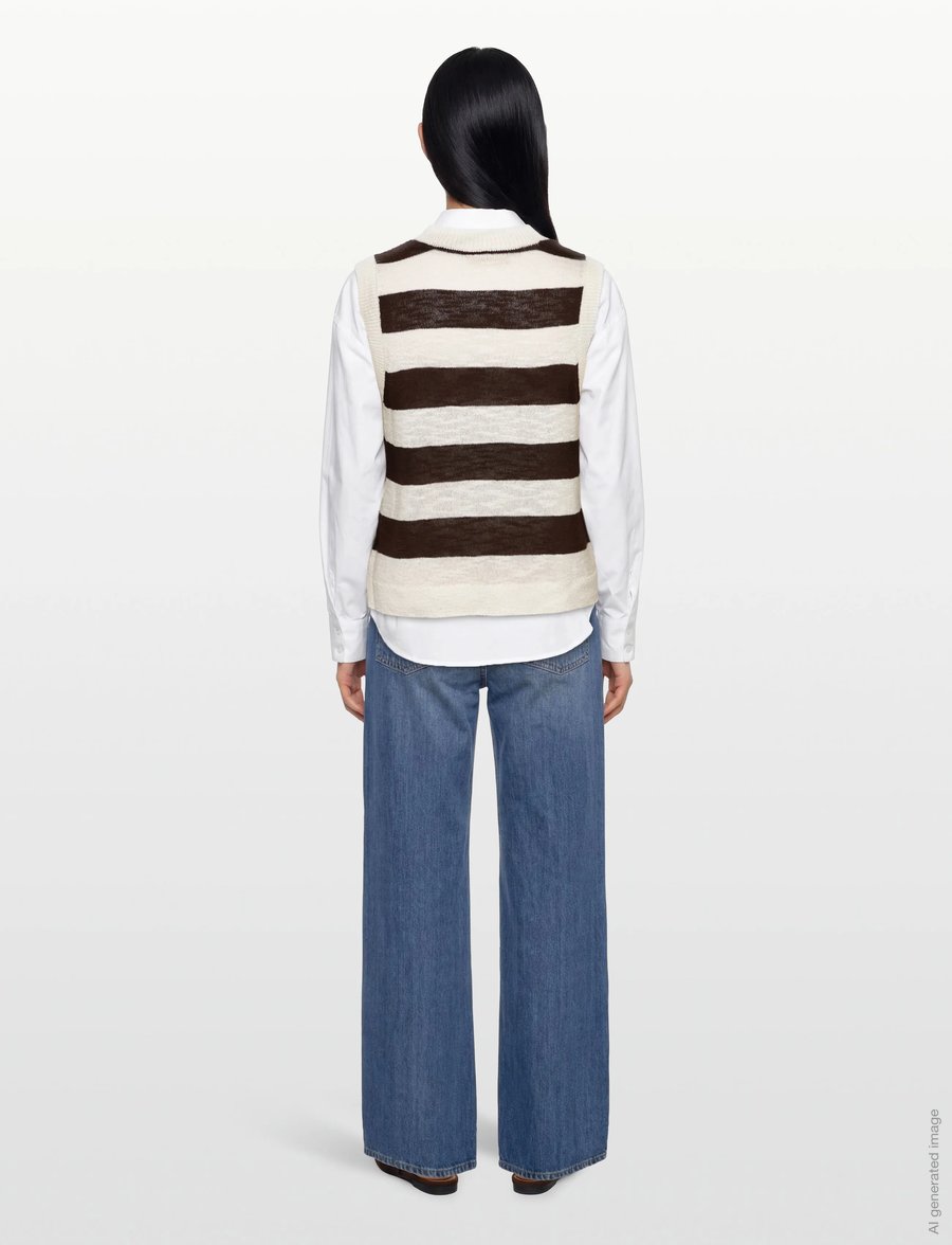 FREE/QUENT - FQVICKI-WAISTCOAT - strickwesten - brilliant white w. coffee bean - 3
