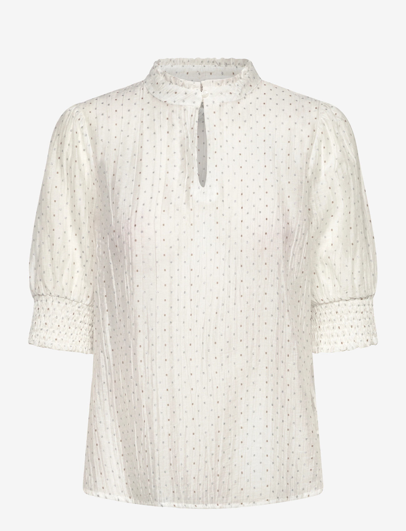 FREE/QUENT - FQFLORY-BLOUSE - kortærmede bluser - brilliant white w. silver - 1