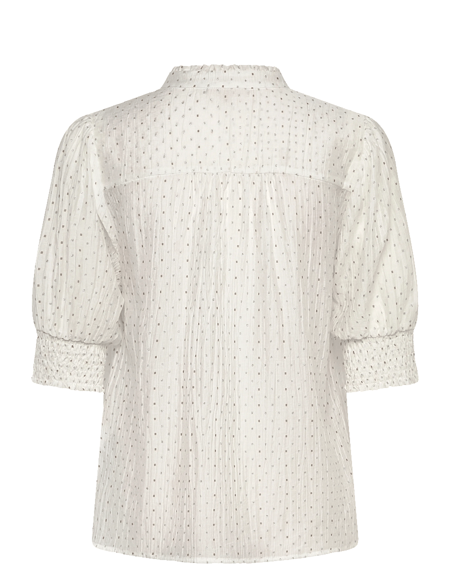 FREE/QUENT - FQFLORY-BLOUSE - kortærmede bluser - brilliant white w. silver - 2