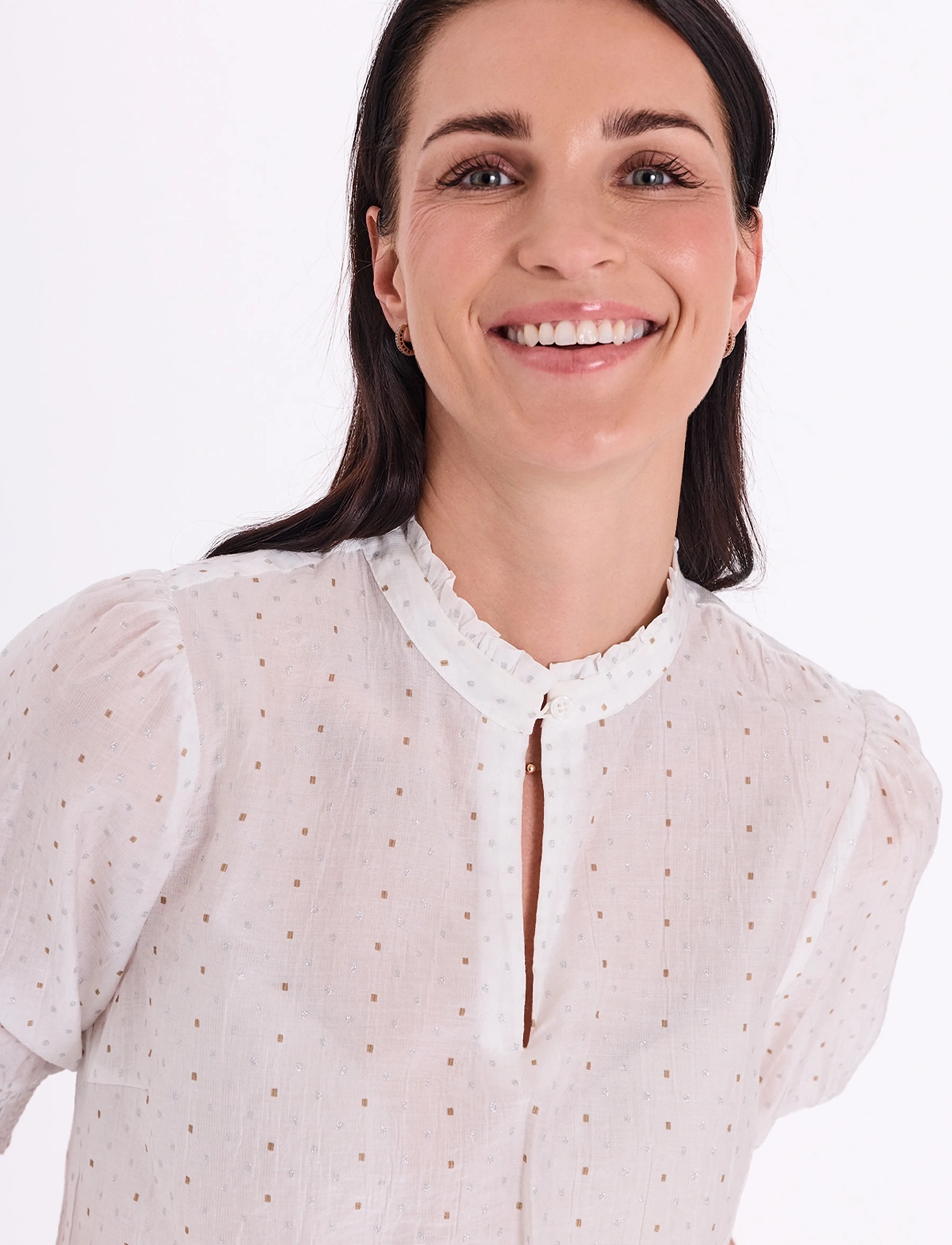 FREE/QUENT - FQFLORY-BLOUSE - kortærmede bluser - brilliant white w. silver - 3