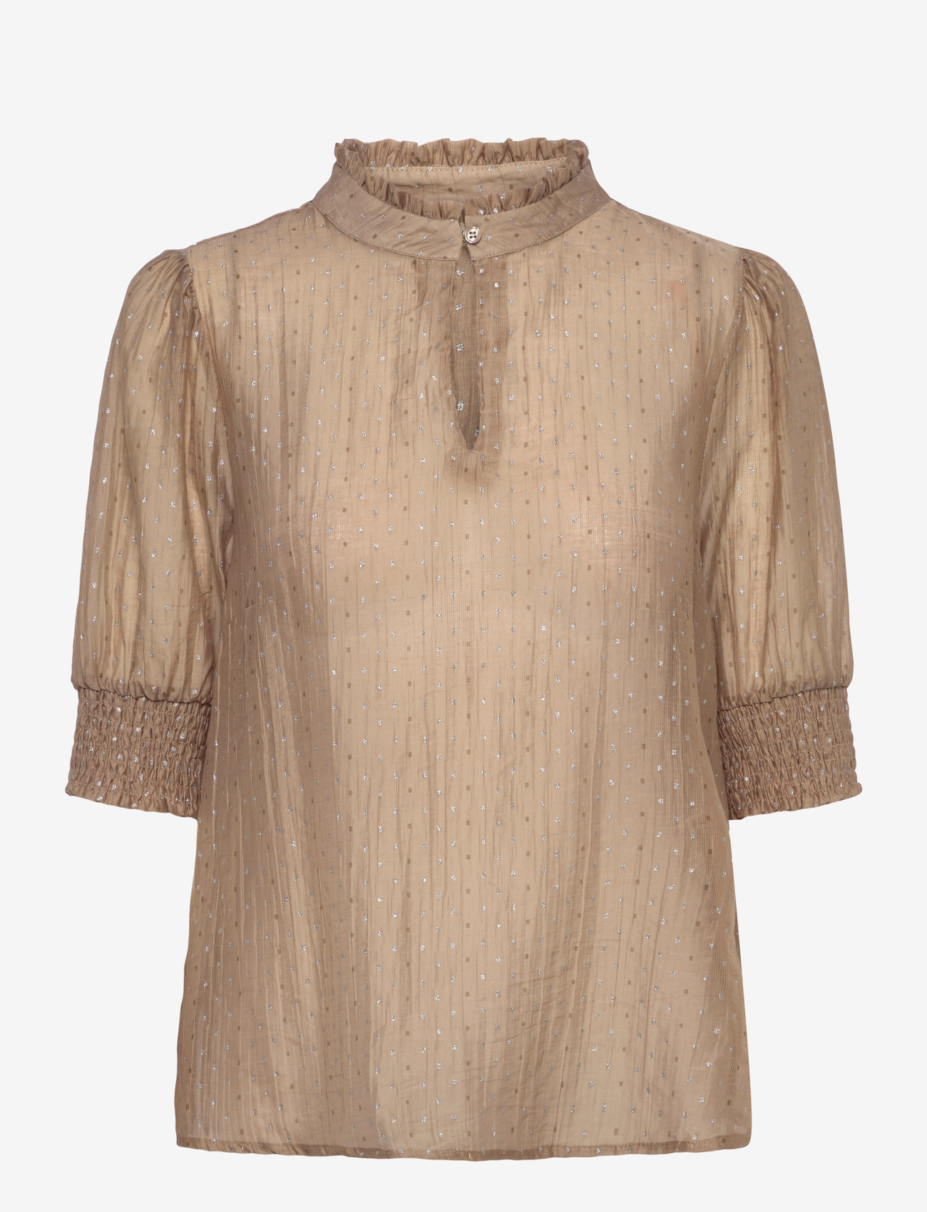 FREE/QUENT - FQFLORY-BLOUSE - kurzämlige blusen - silver mink w. silver - 0