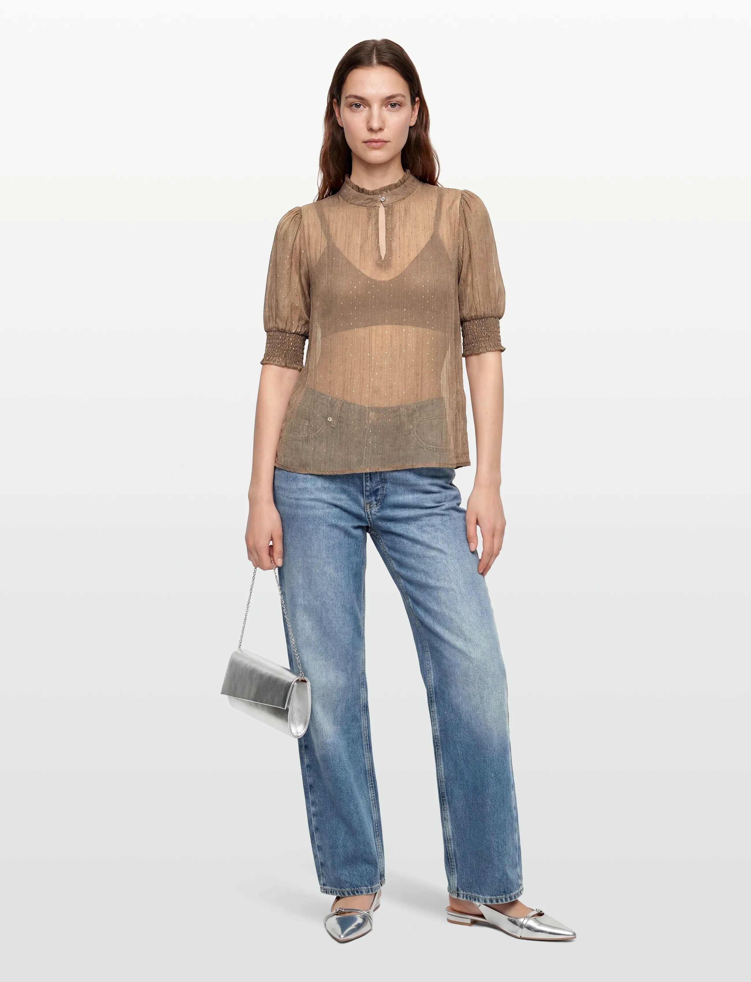 FREE/QUENT Fqflory-Blouse, S, Blouses, Beige - Short-sleeved, Frauen