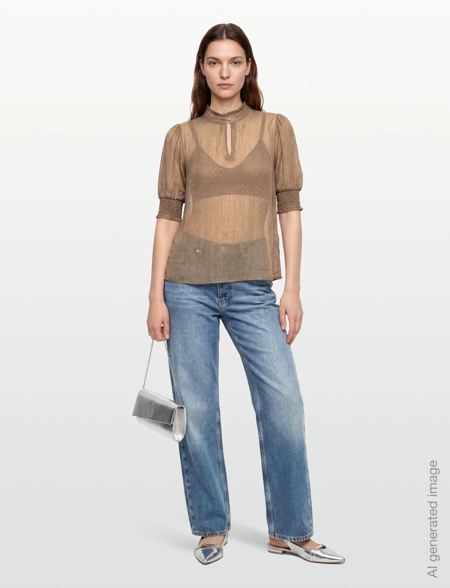 FREE/QUENT - FQFLORY-BLOUSE - blusen mit dreiviertelärmel - silver mink w. silver - 0