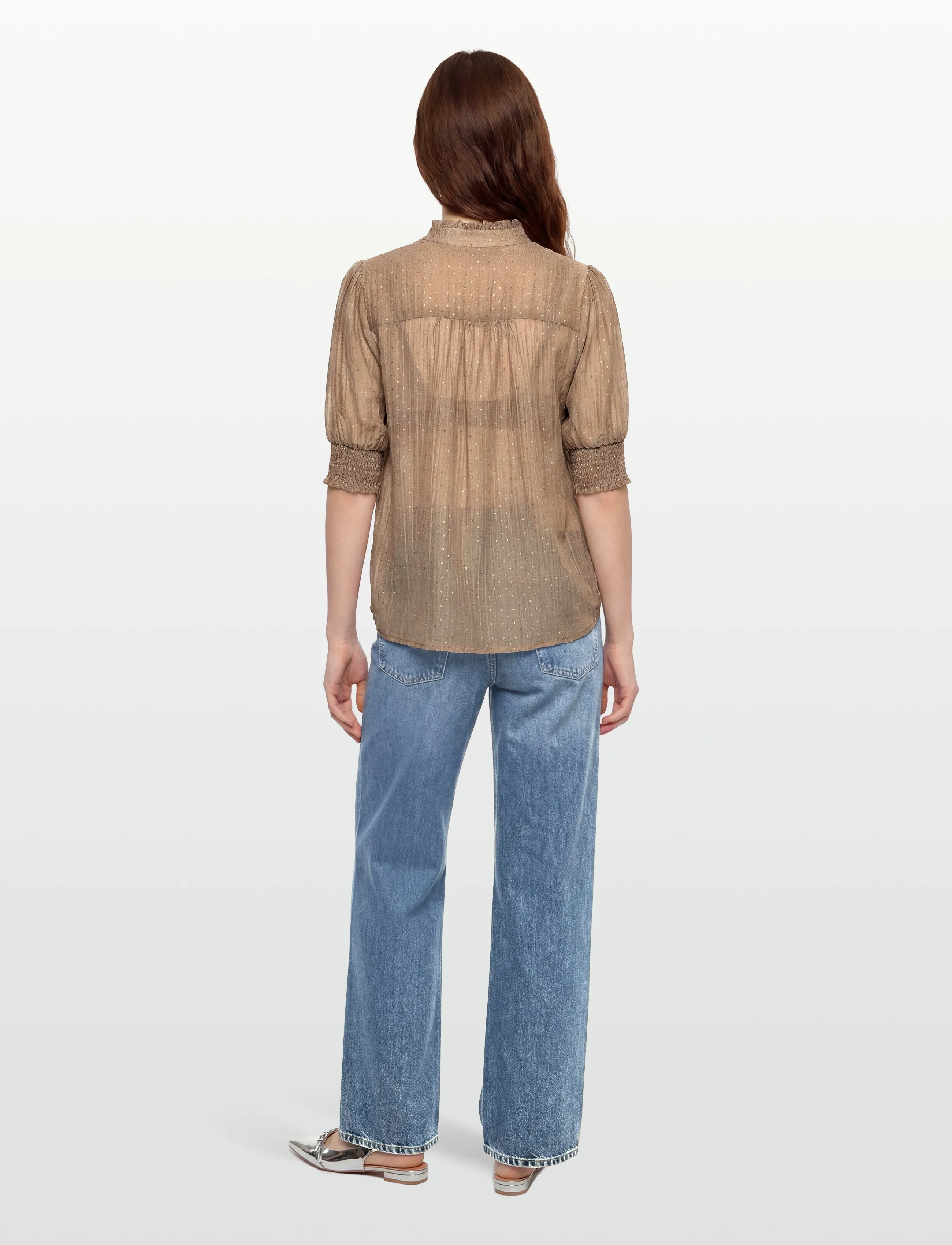 FREE/QUENT - FQFLORY-BLOUSE - lyhythihaiset puserot - silver mink w. silver - 4