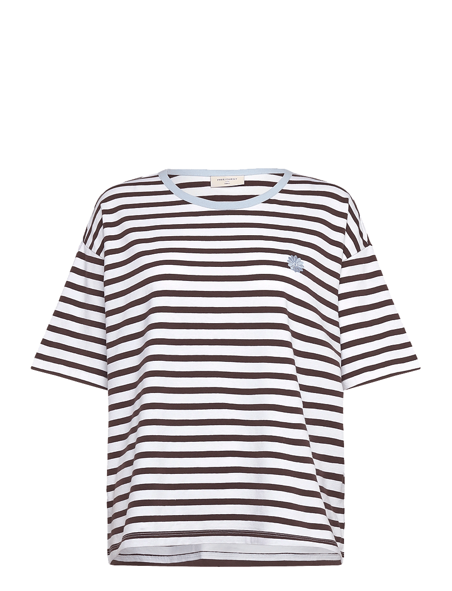 FREE/QUENT - FQFENJAL-TEE - t-shirts - brilliant white w. coffee bean - 0