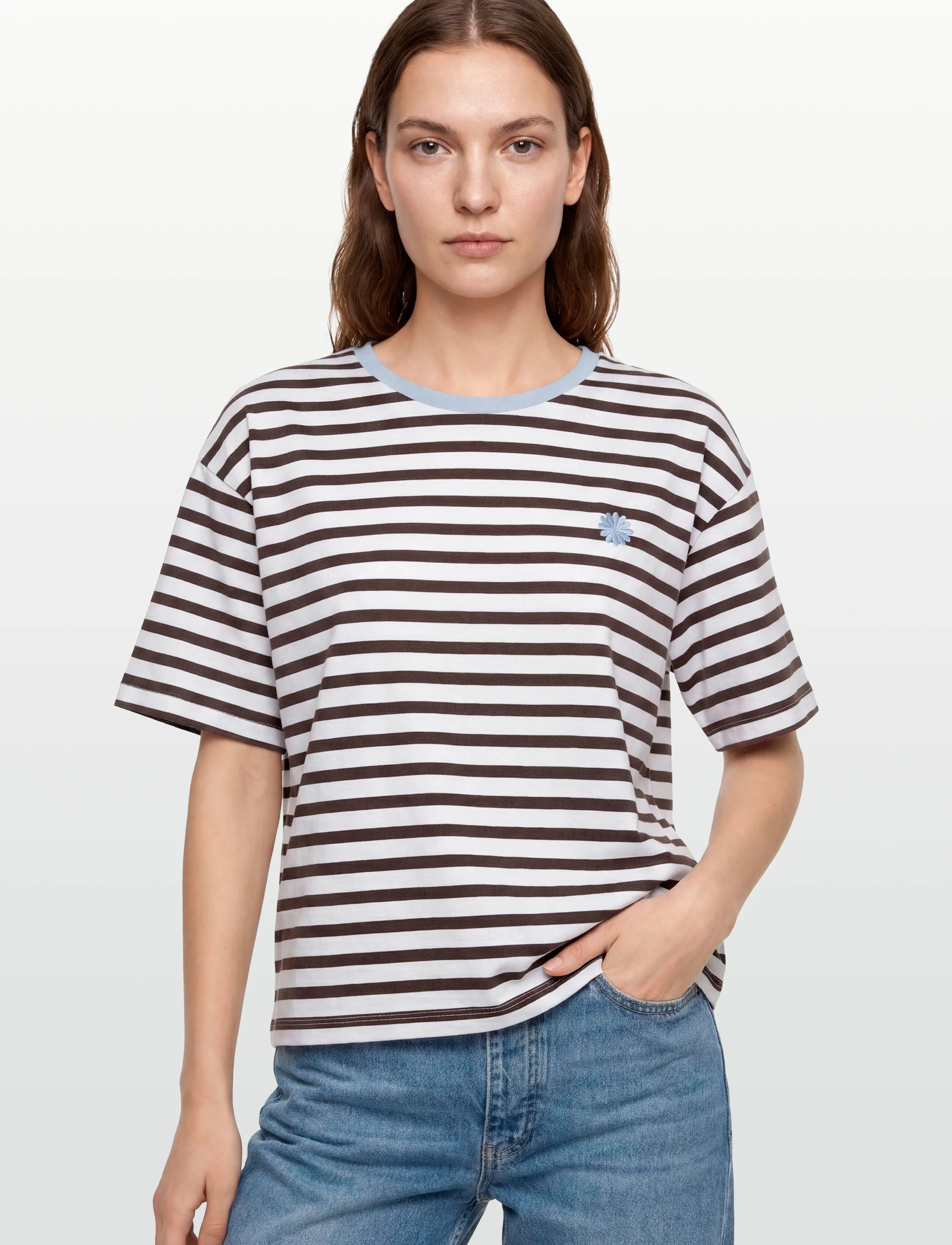 FREE/QUENT - FQFENJAL-TEE - stuttermarbolir - brilliant white w. coffee bean - 3