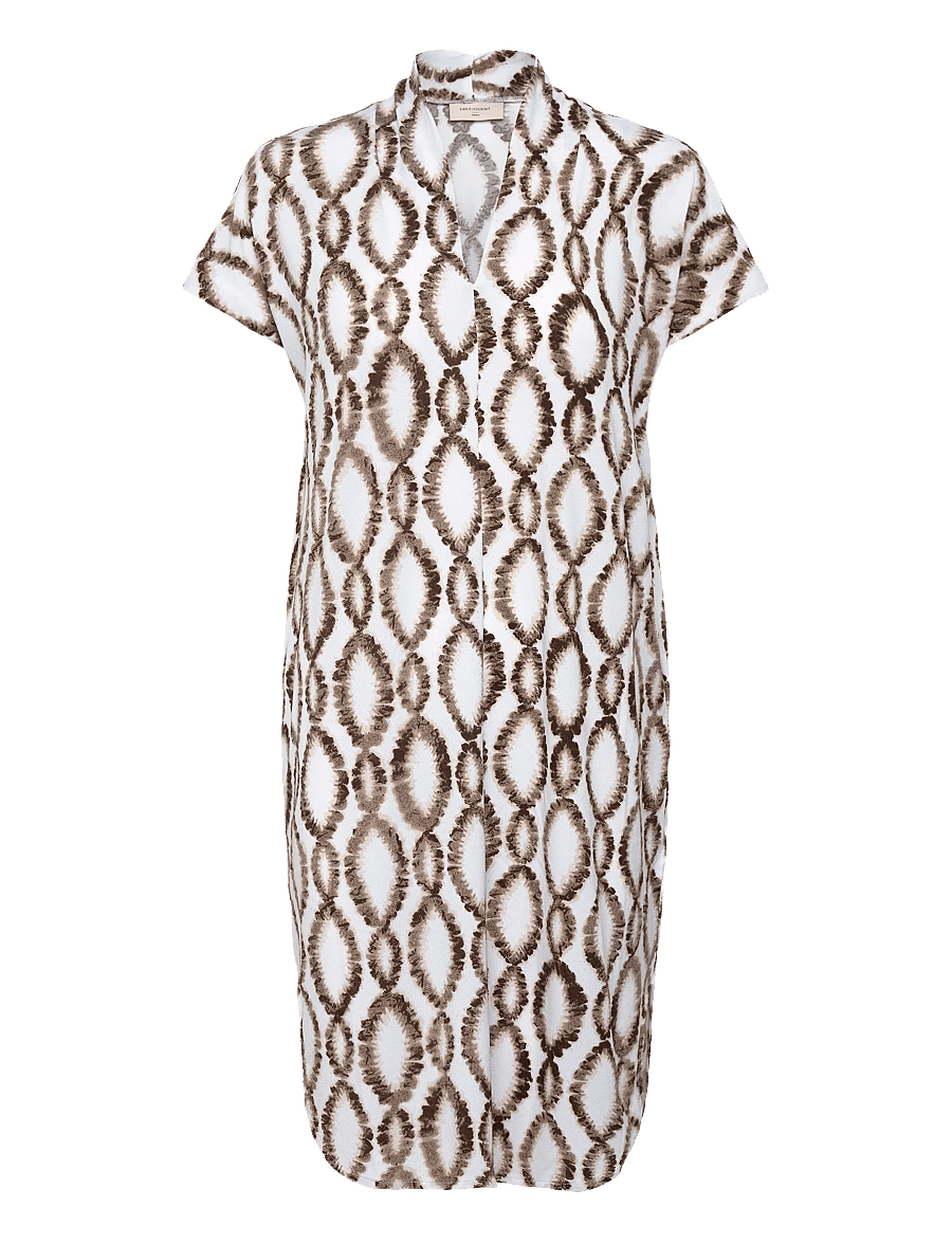 FREE/QUENT - FQFLOI-DRESS - midikleider - brilliant white w. coffee bean - 1