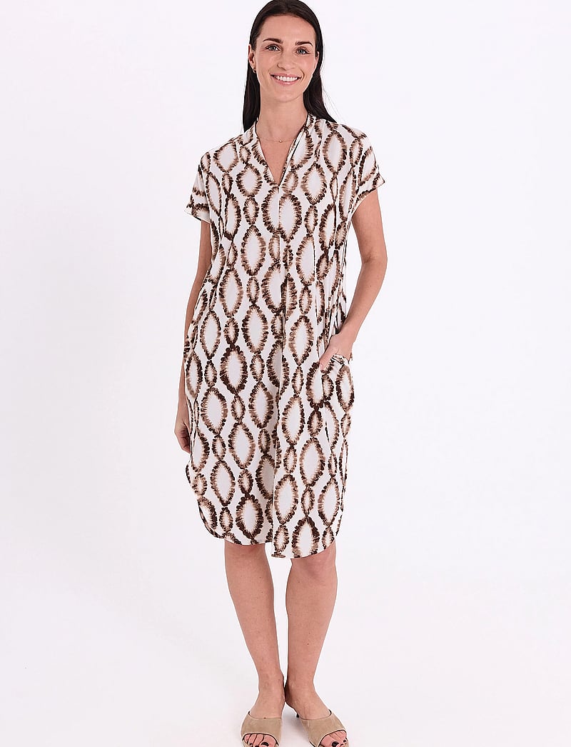 FREE/QUENT - FQFLOI-DRESS - midikleider - brilliant white w. coffee bean - 0