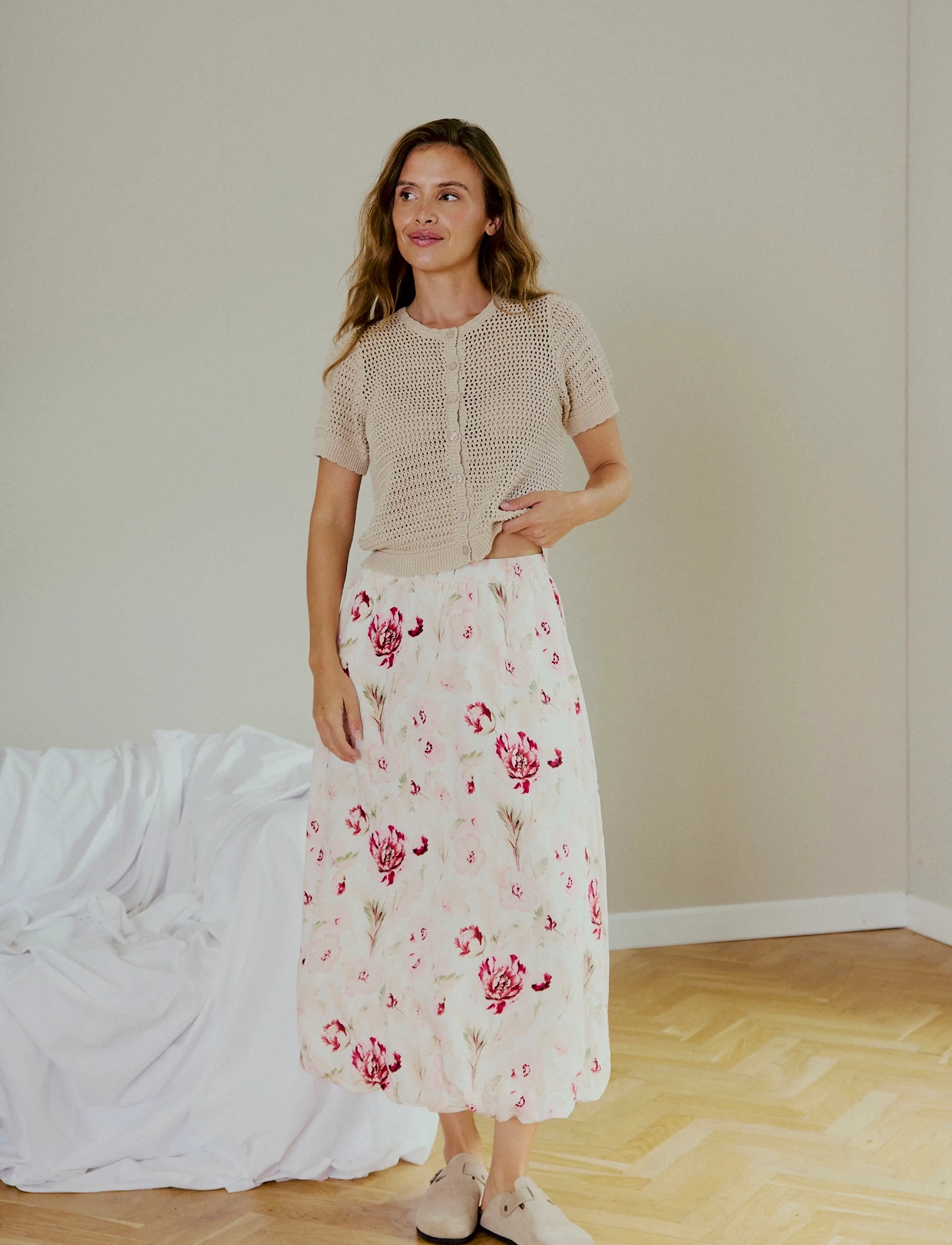 FREE/QUENT FQMAISE-SKIRT - Maksihameet - BRILLIANT WHITE W. BALLERINA / white