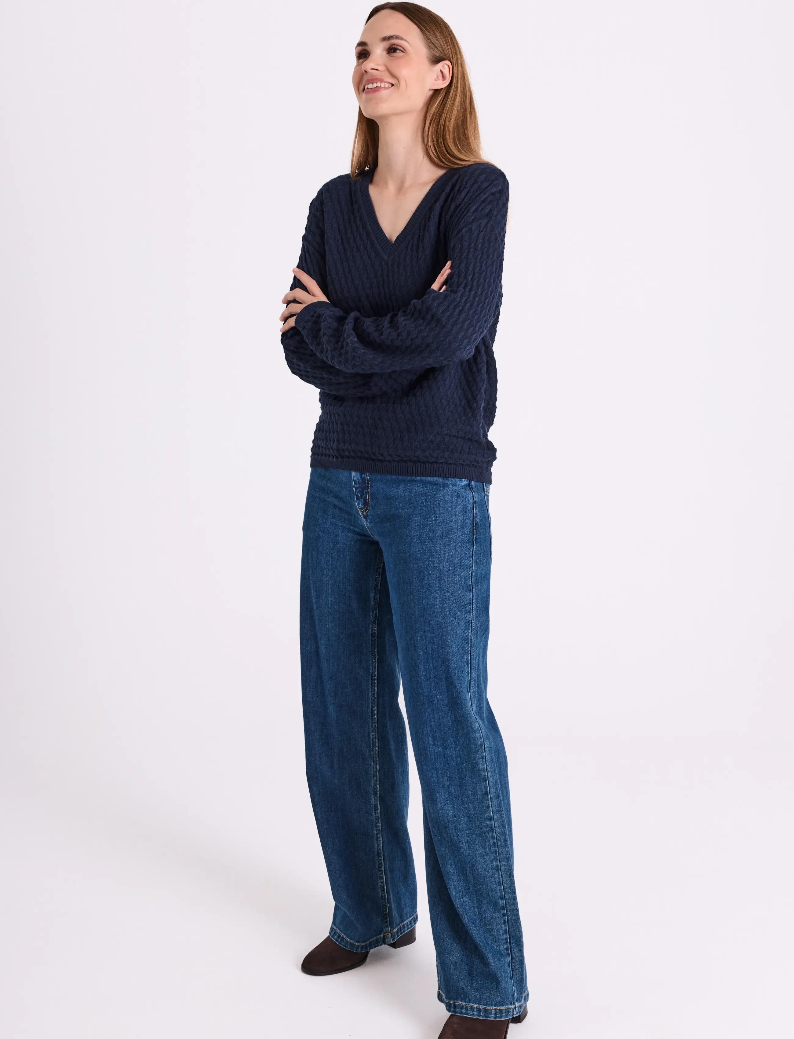 FREE/QUENT FQRINNA-PANTS - Officewear - DARK BLUE DENIM / navy