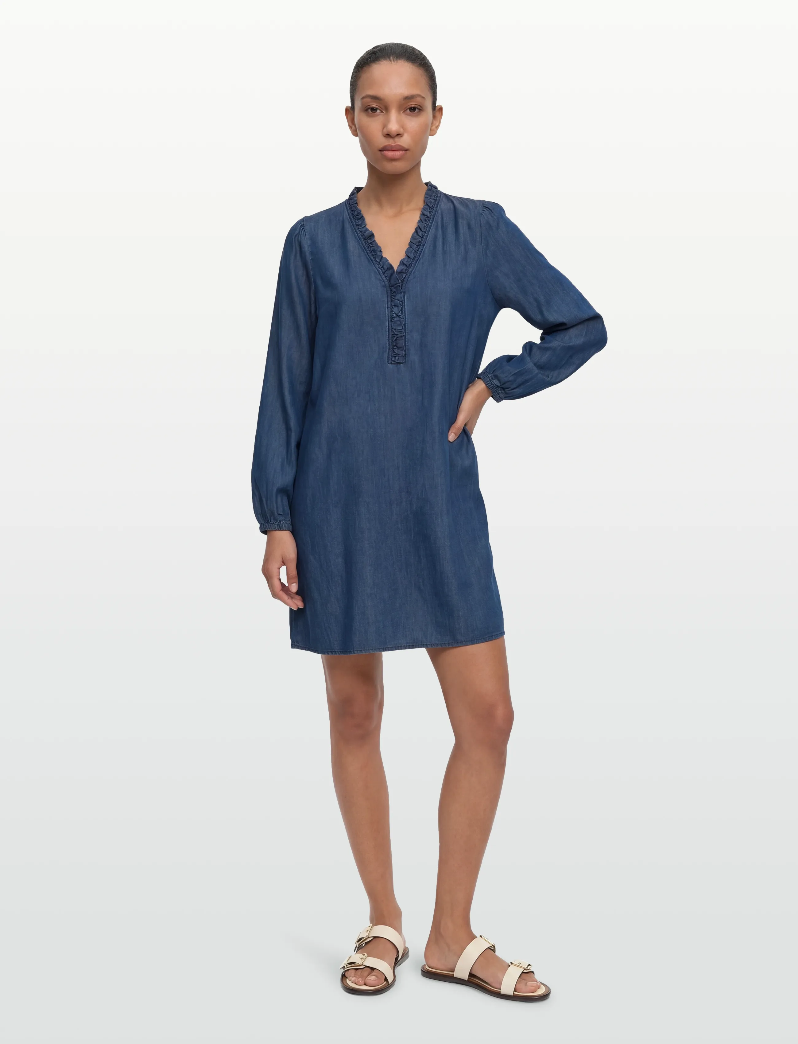 FREE/QUENT Fqwilke-Dress, Kvinder, Langærmet Denimkjole, Blå, Str: S