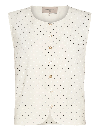 FREE/QUENT FQANYA-WAISTCOAT - T-shirts & Tops - STAR OFF-WHITE W. BLACK / cream