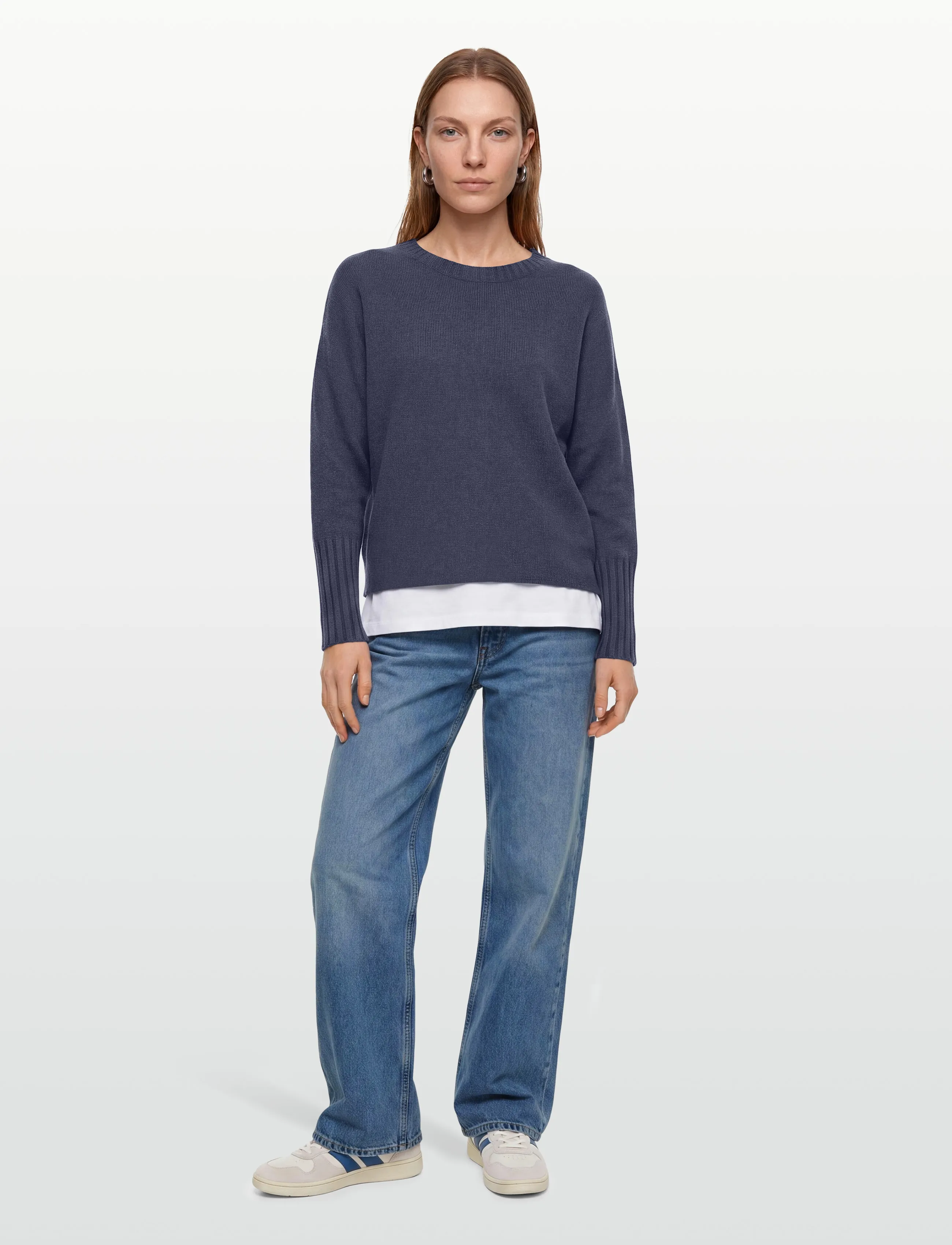 FREE/QUENT Fqvisit-Pullover, Kvinder, Rundhals Pullover, Navy, Str: L