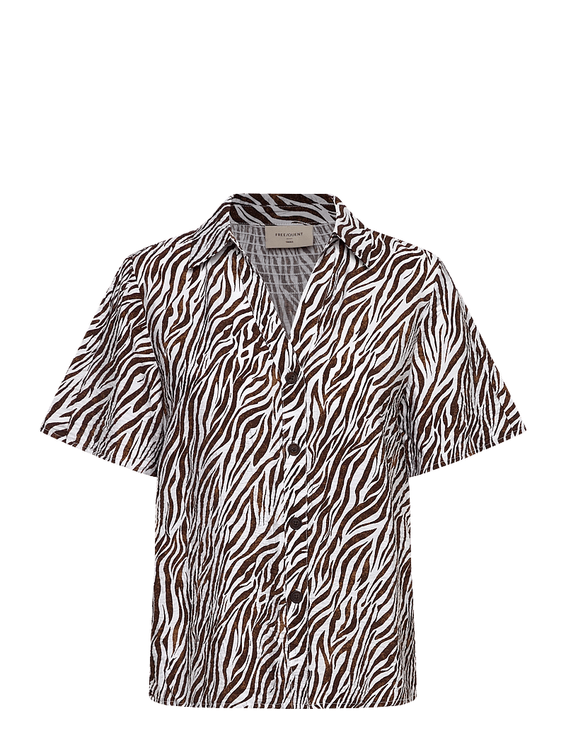 FREE/QUENT - FQMELE-SHIRT - lühikeste varrukatega särgid - brilliant white w. coffee bean - 1