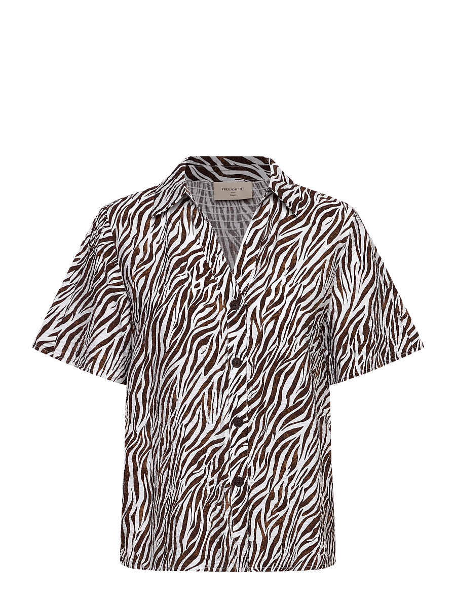 FREE/QUENT - FQMELE-SHIRT - kortärmade skjortor - brilliant white w. coffee bean - 1