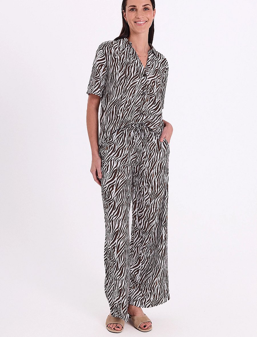FREE/QUENT - FQMELE-PANTS - hosen mit weitem bein - brilliant white w. coffee bean - 0