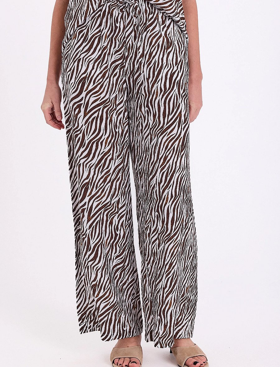 FREE/QUENT - FQMELE-PANTS - hosen mit weitem bein - brilliant white w. coffee bean - 3