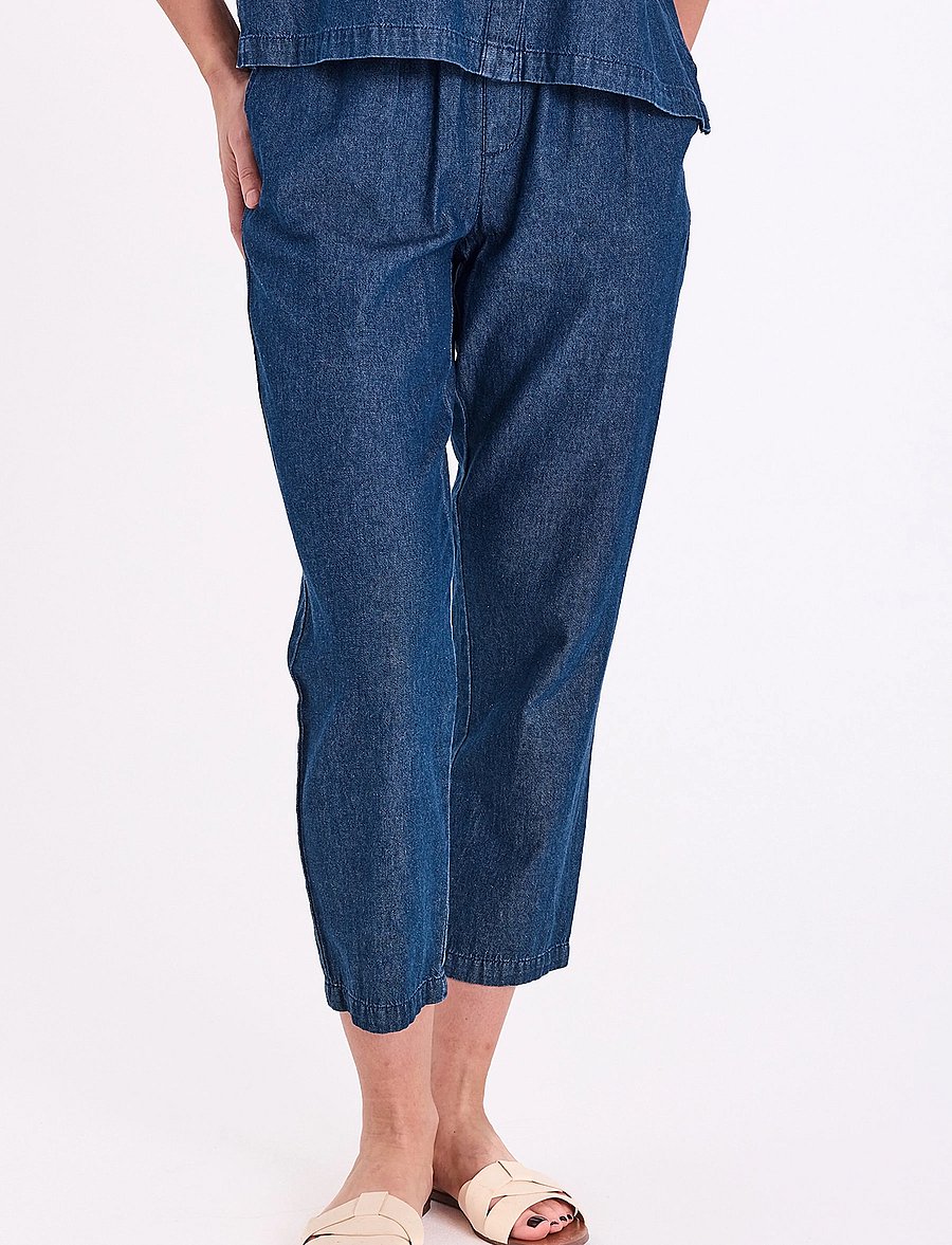 FREE/QUENT - FQESRONDA-PANTS - bukser med lige ben - dark blue denim - 3